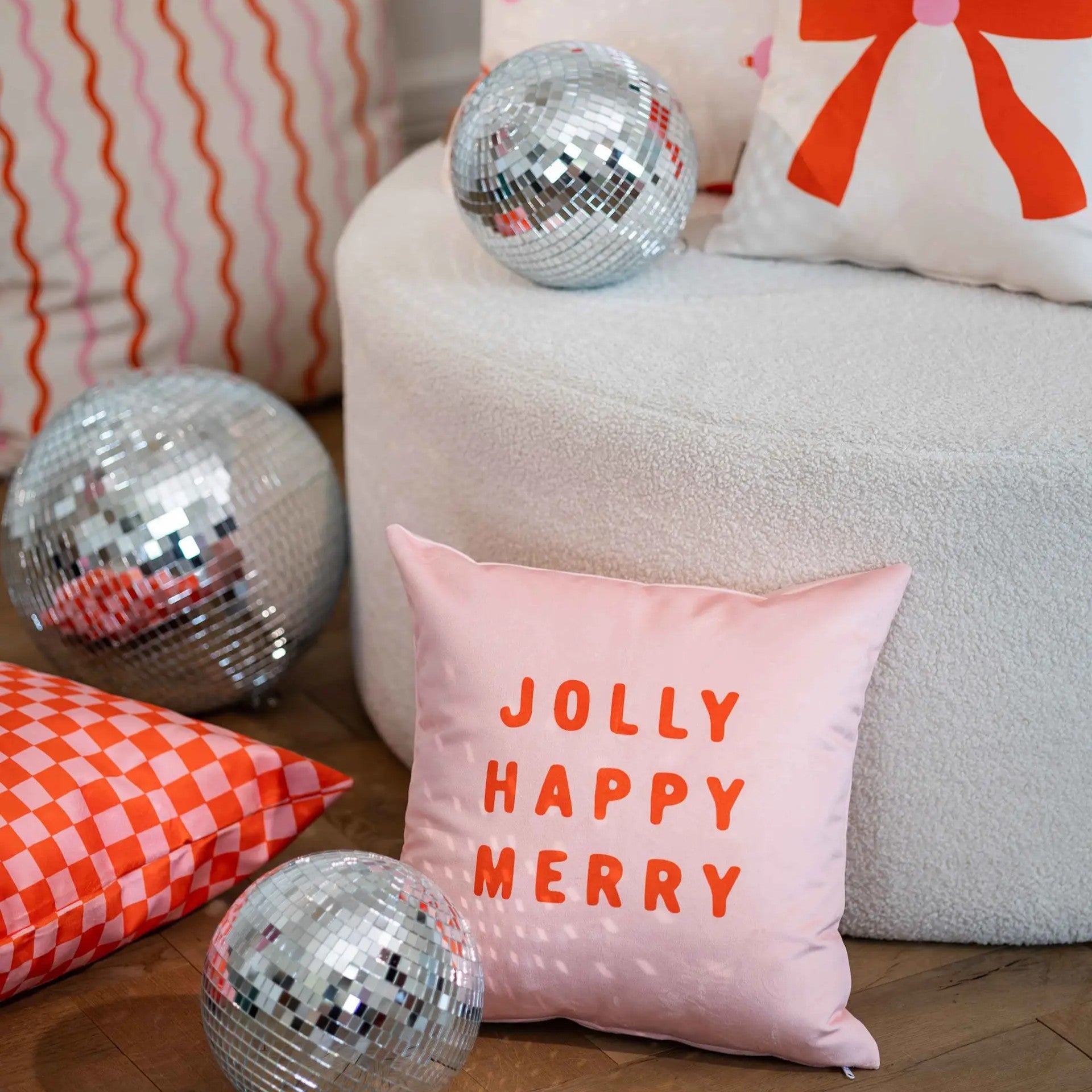 Kissenbezug | Jolly Happy Merry Rot/Pink