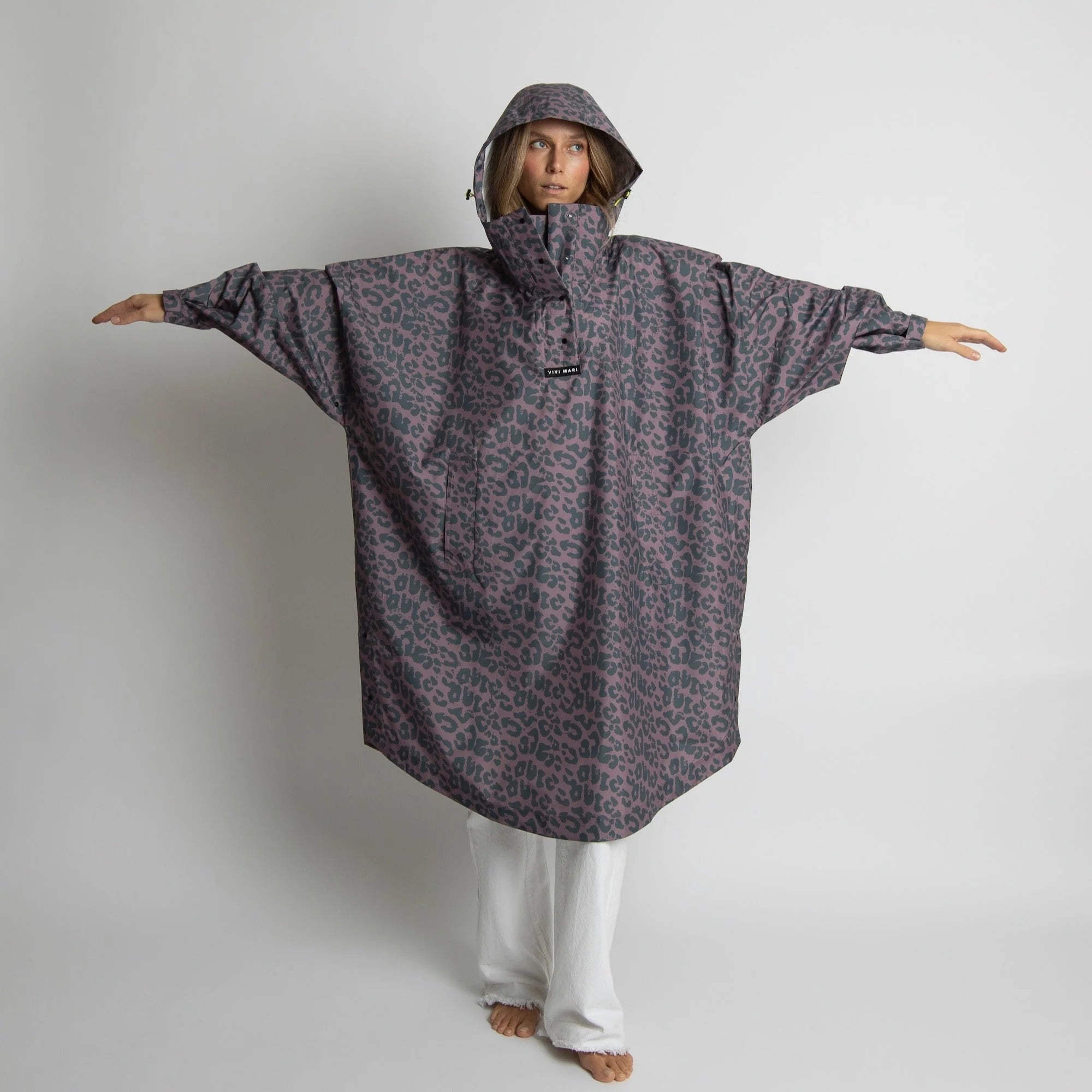 Regenponcho Leo Splashes | Dark Grey/Ash Plum