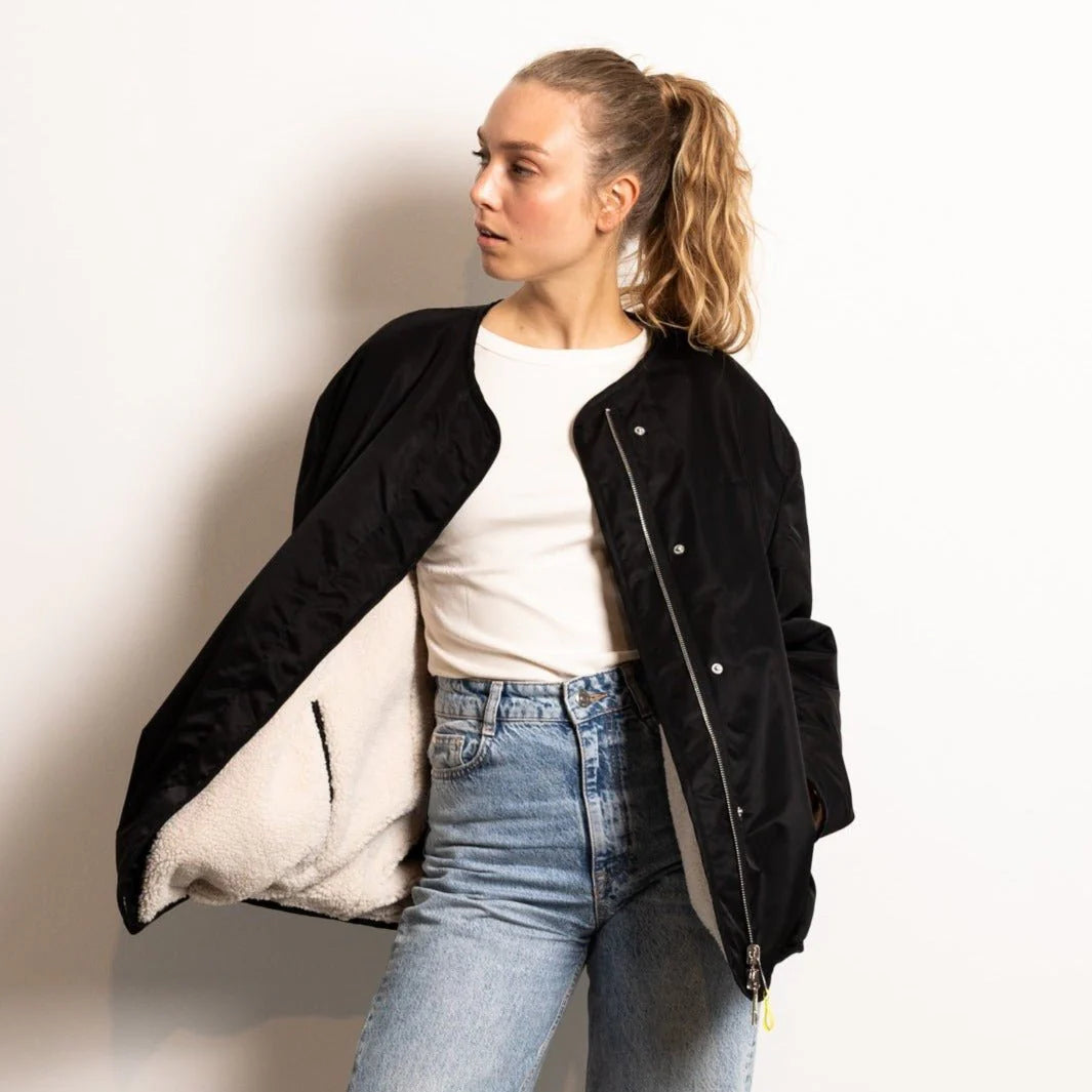 Reversible Bomber Jacke | Black/Sand