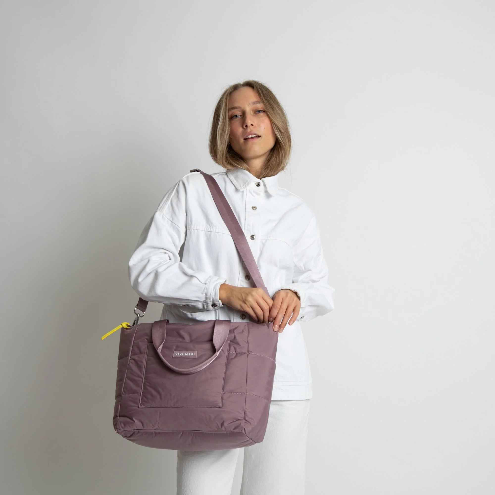 Padded Tote Bag Medium | Ash Plum