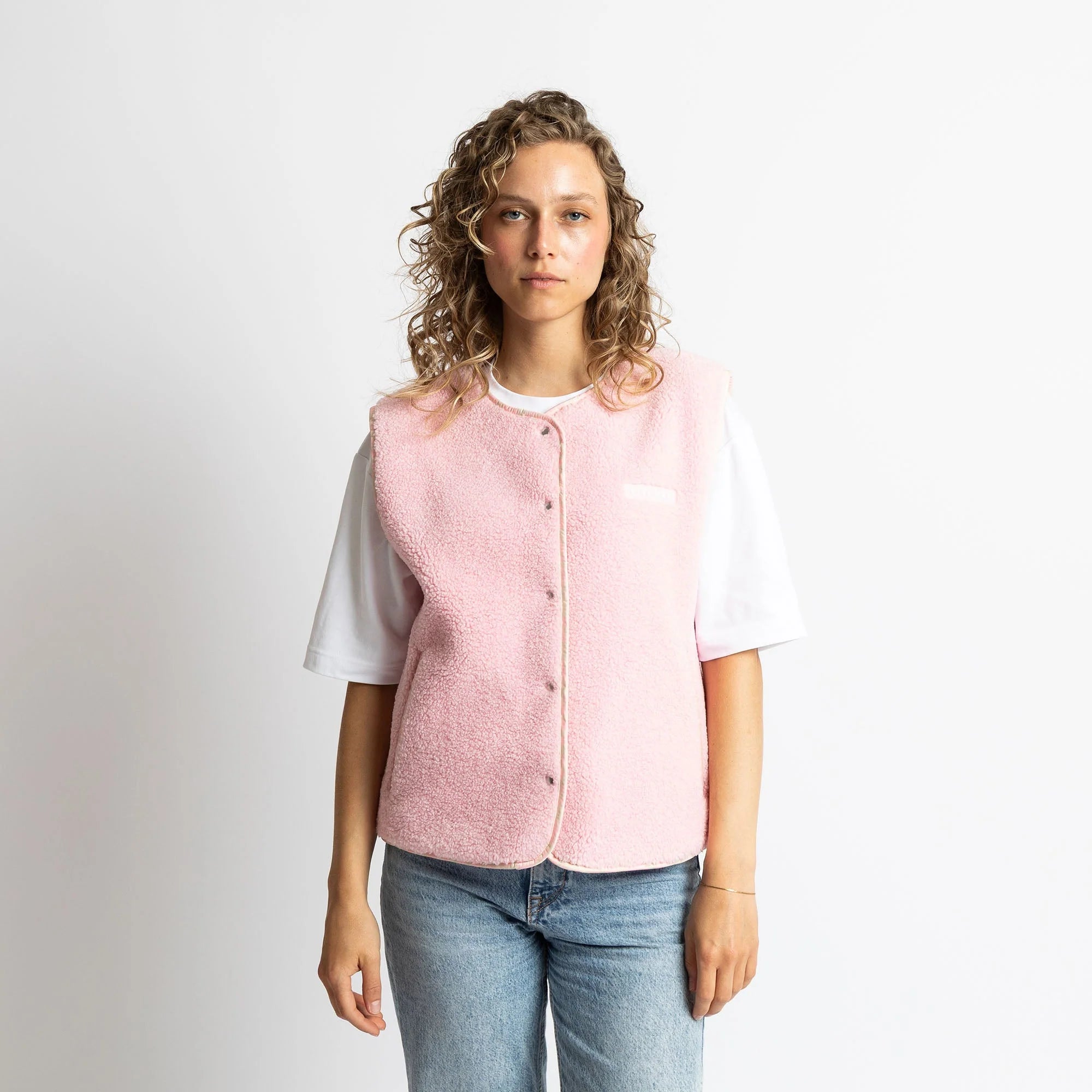 Teddy Fleece Weste | Candy Pale Pink