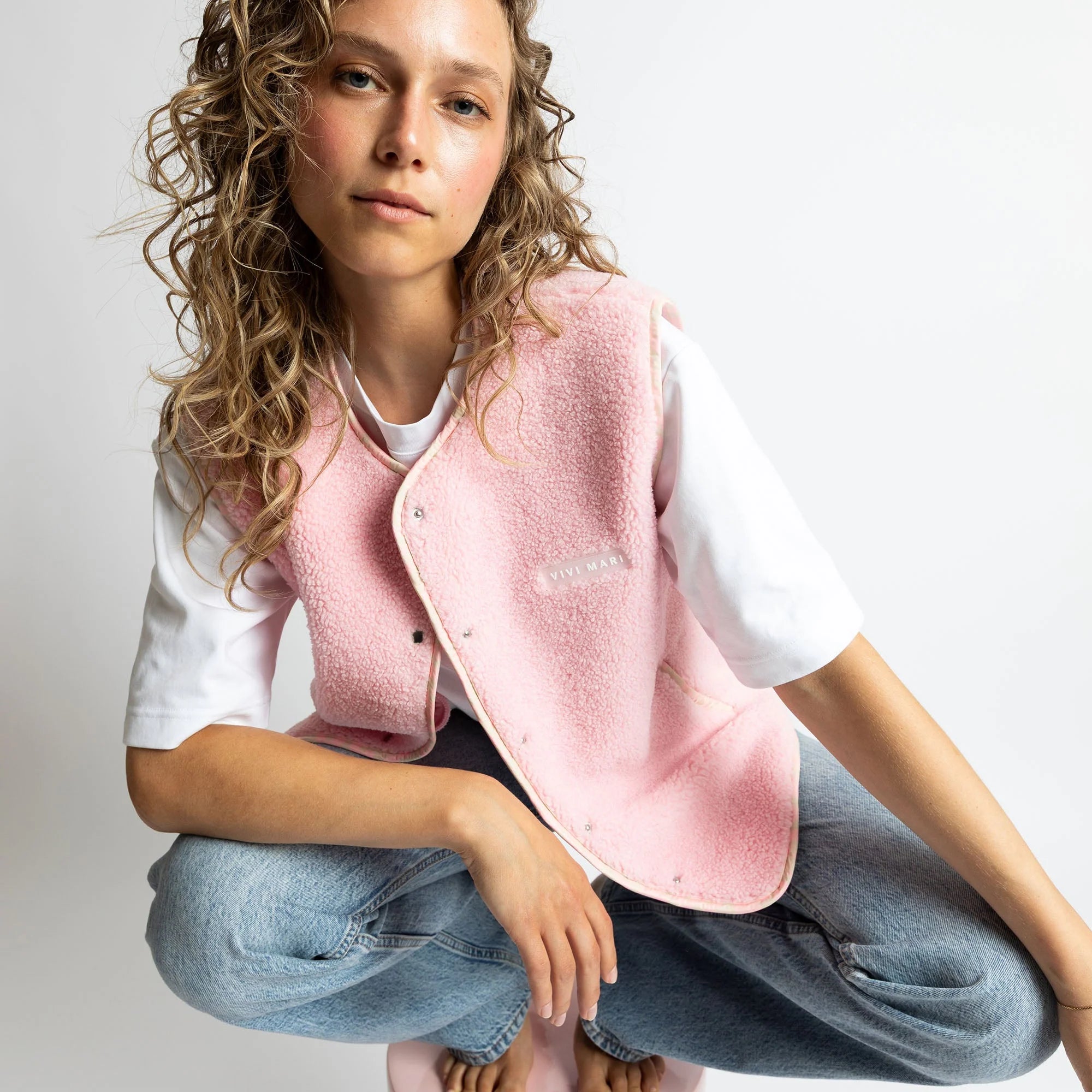 Teddy Fleece Weste | Candy Pale Pink