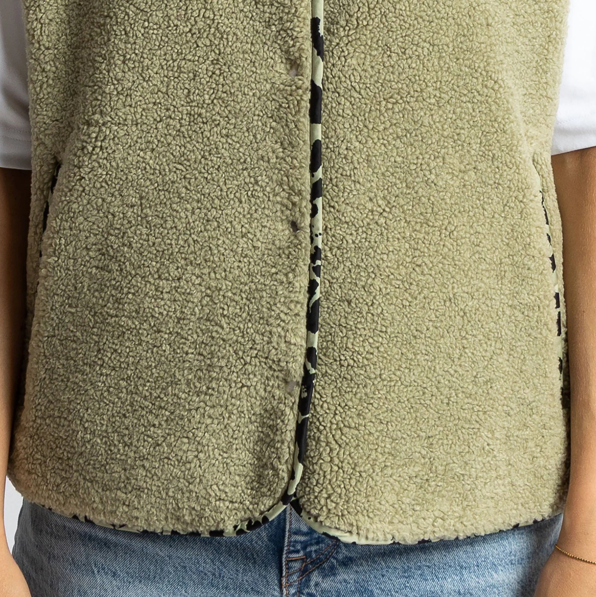 Teddy Fleece Weste | Pale Olive
