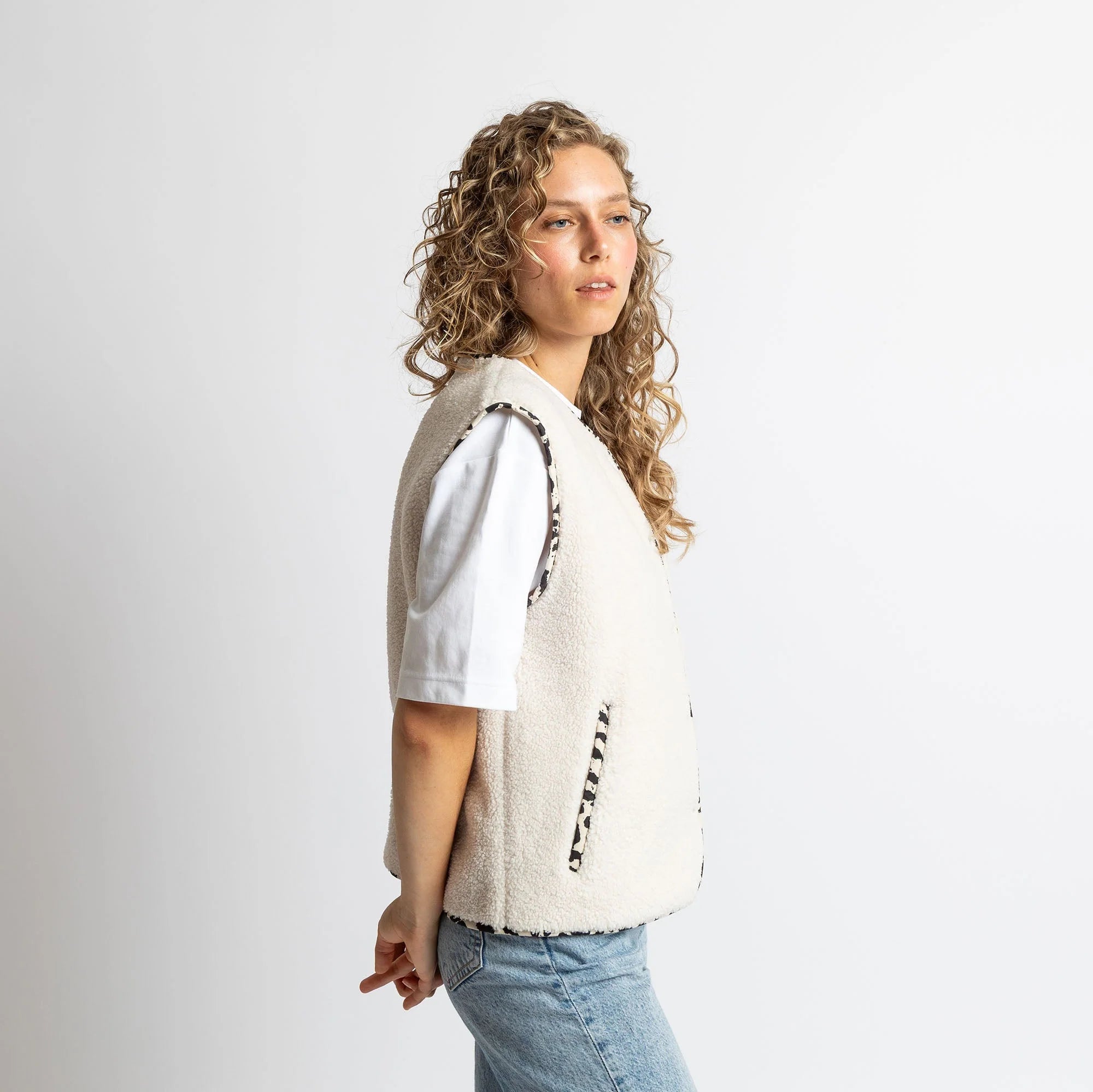 Teddy Fleece Weste | Sand