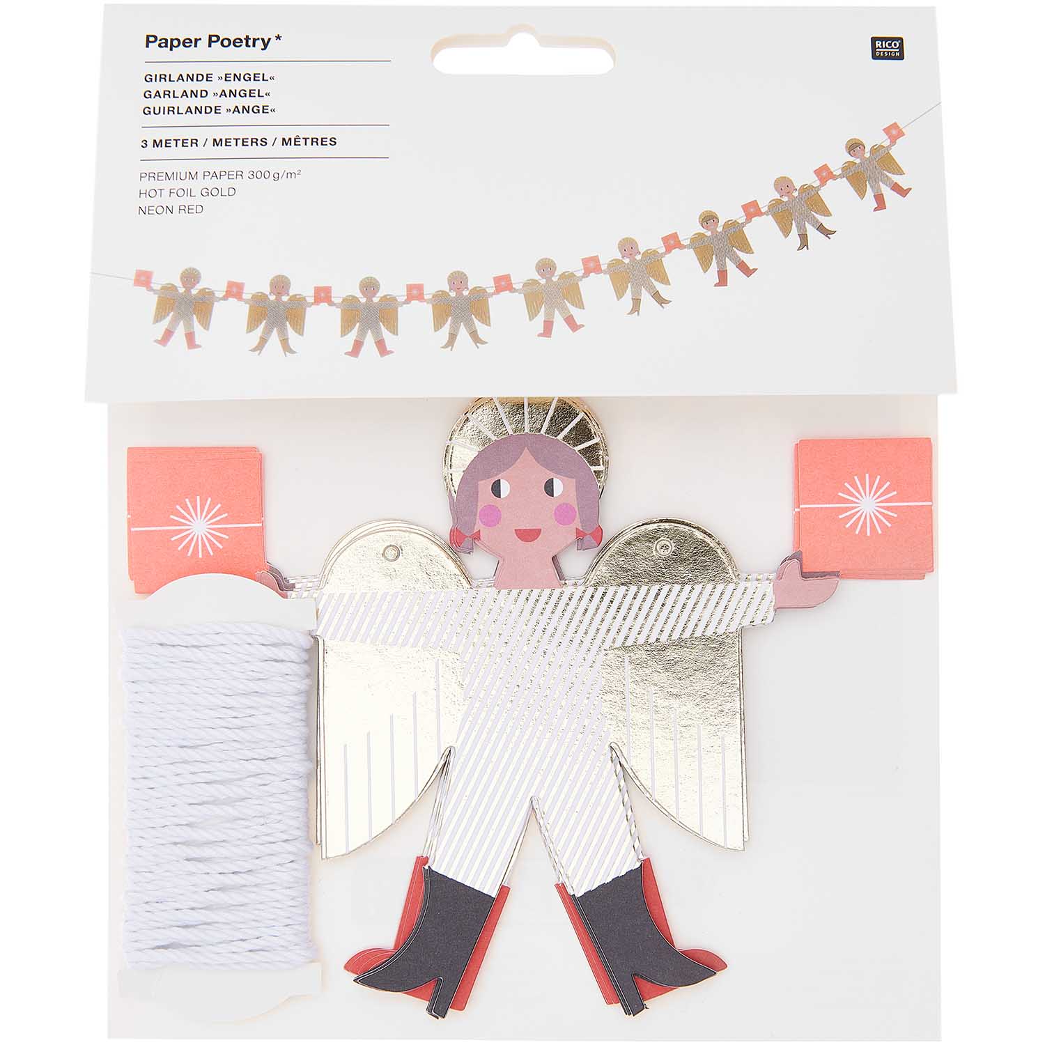 Girlande Papier Girlande - I love Christmas Engel
