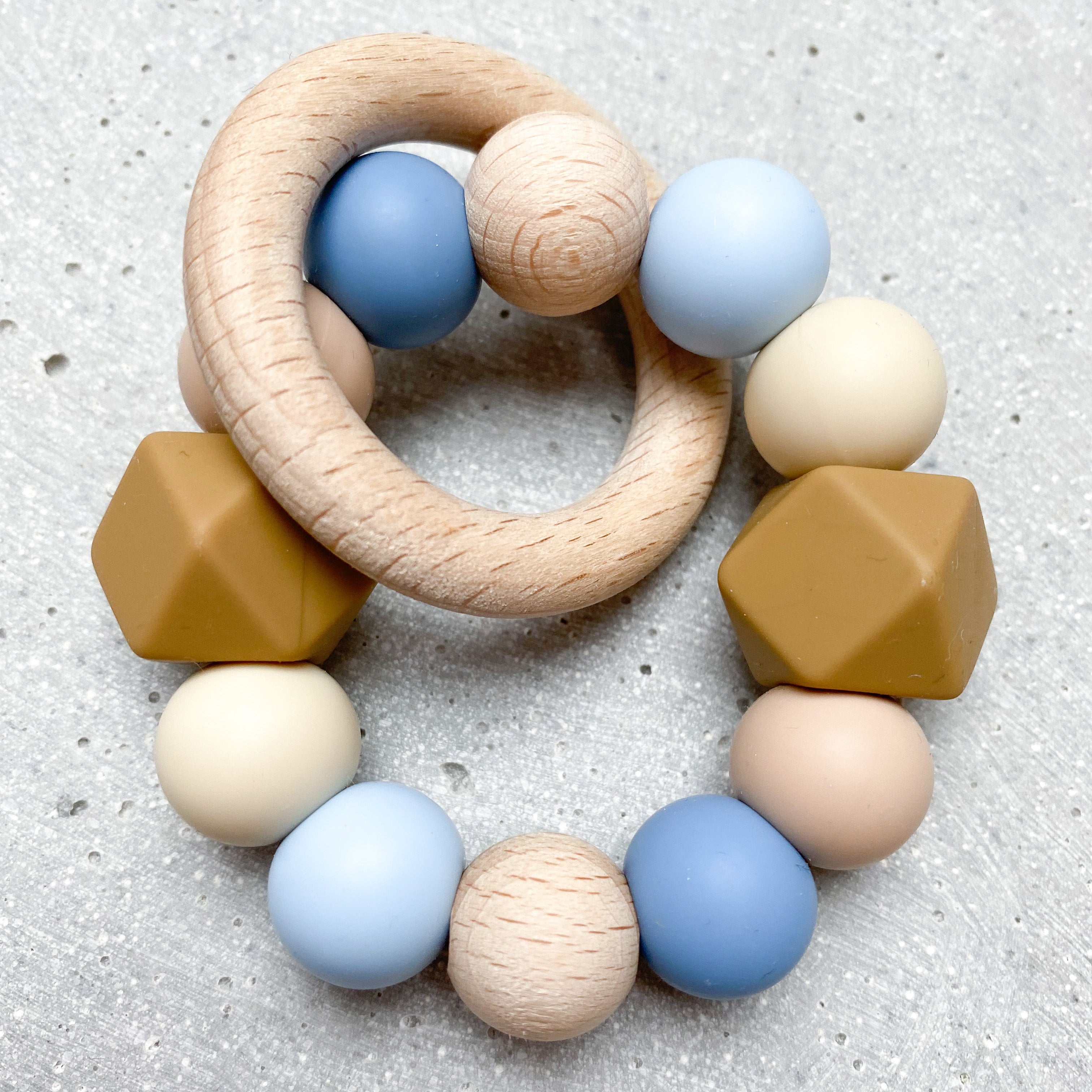 Beißring | Blau/Taupe