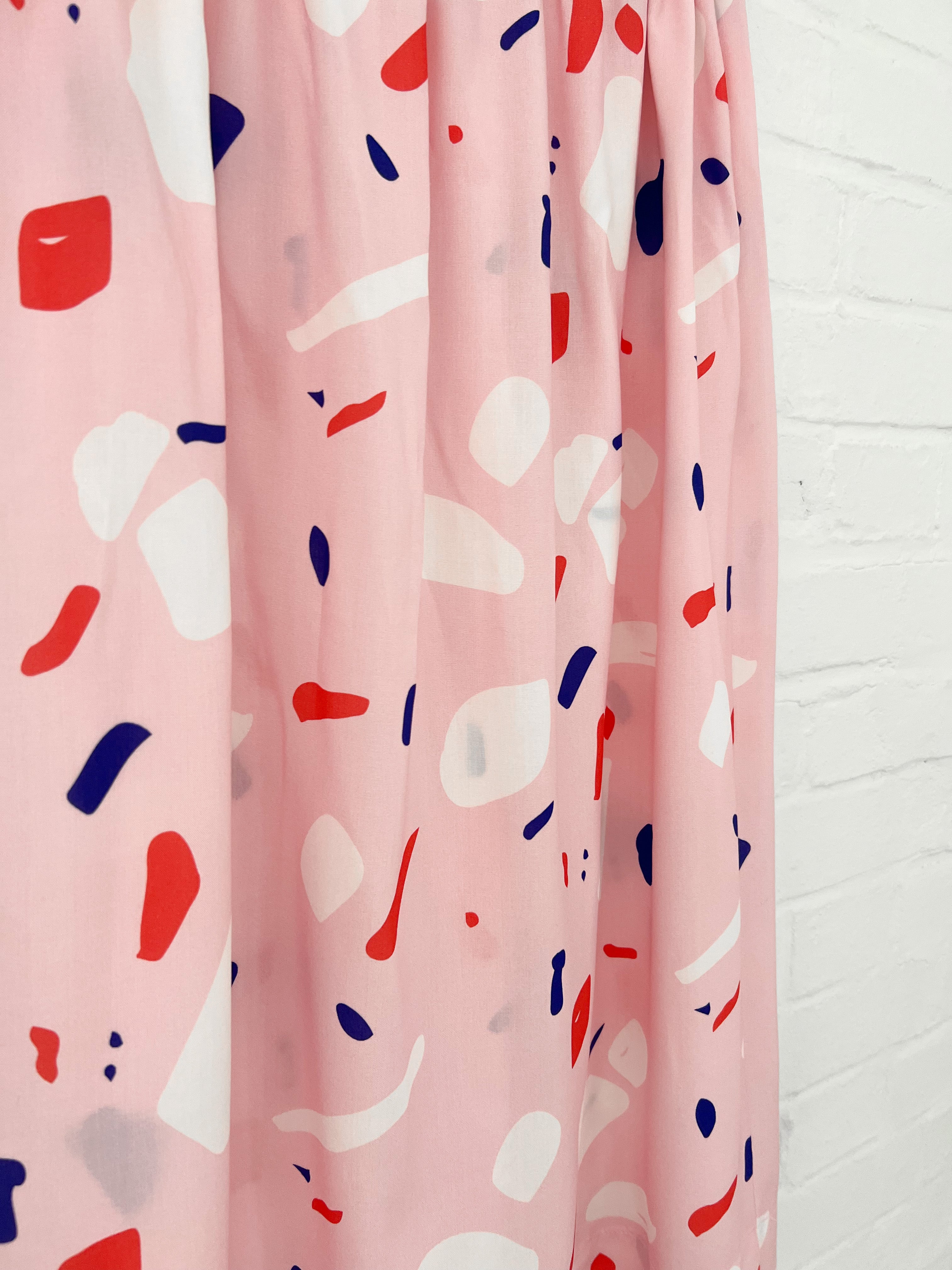 Damen Midi Rock Viskose | Terrazzo rosa