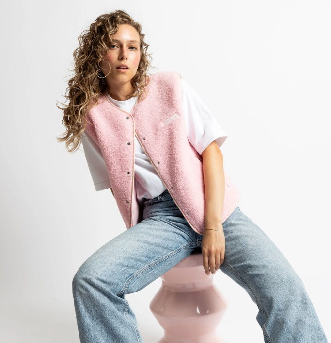 Teddy Fleece Weste | candy pale pink