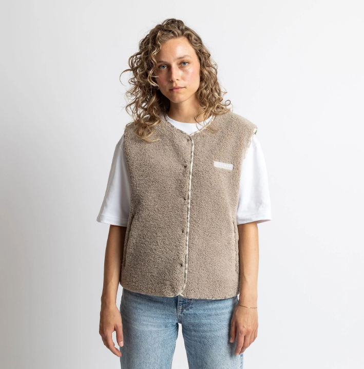 Teddy Fleece Weste | mushroom