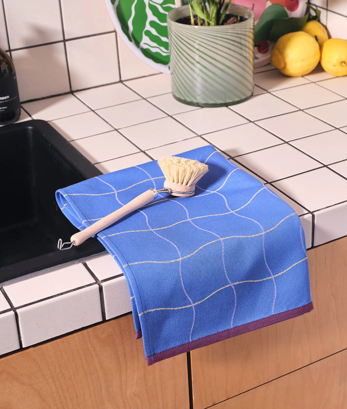Geschirrtuch Wave Grid | Blue Cotton