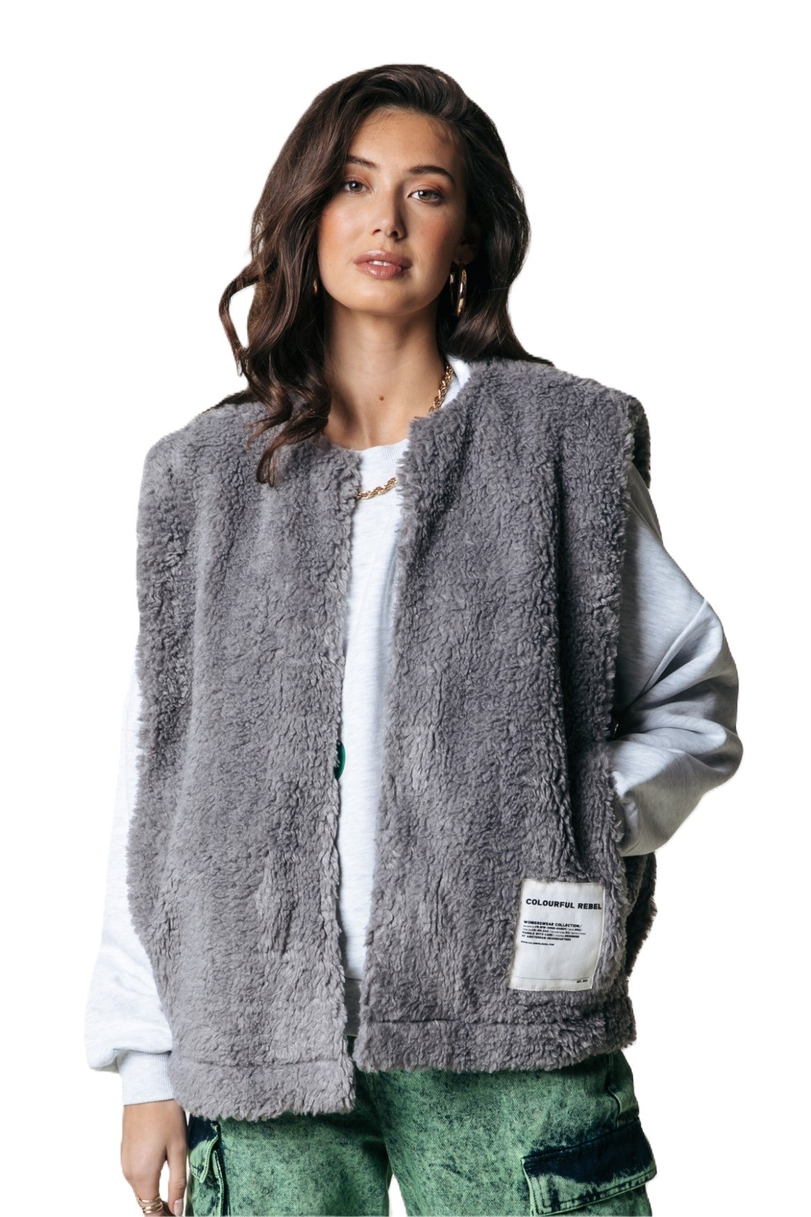 Weste | Yoni Teddy Gilet Grau