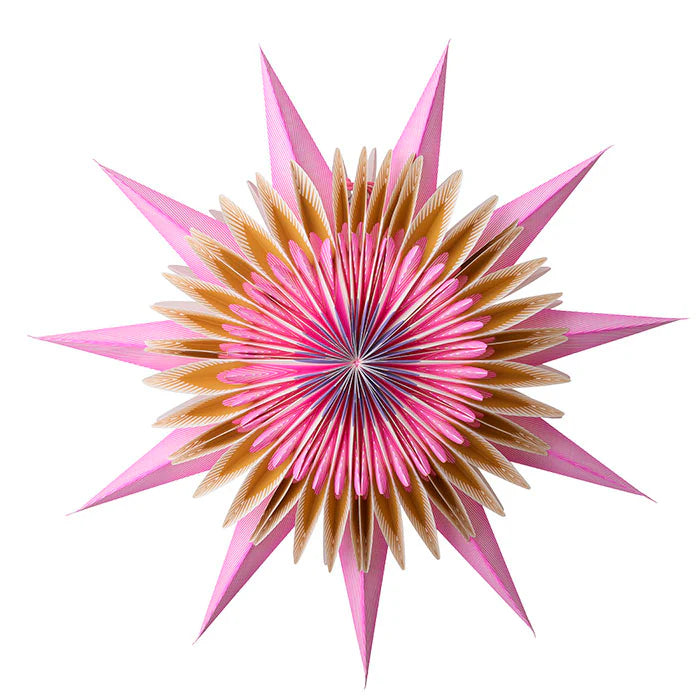 Papierstern Equinox in Fuchsia mit einem Durchmesser von 70cm von Bungalow bei Frau Rabe im Concept Store Die Halle