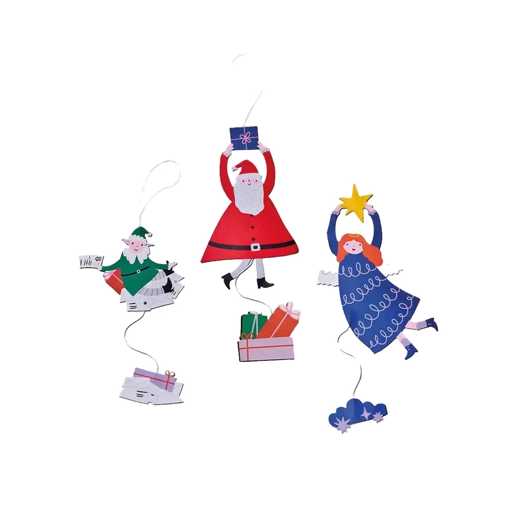 Papieranhänger | Santa & Engel 3er-Set