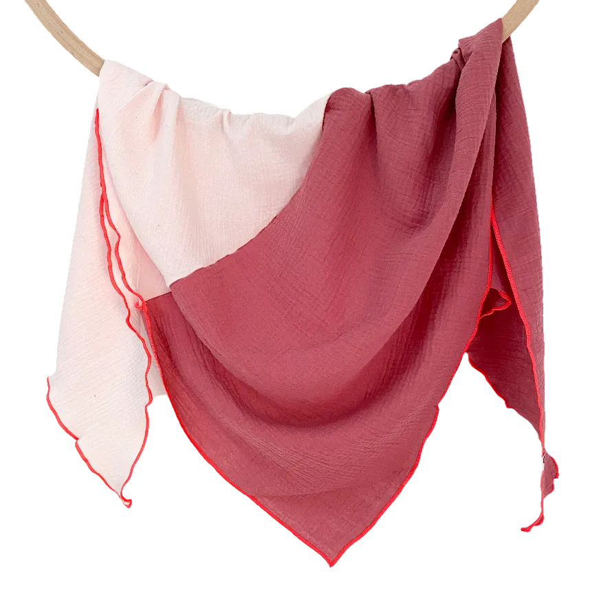 Musselintuch | Beere/Pastellrosa