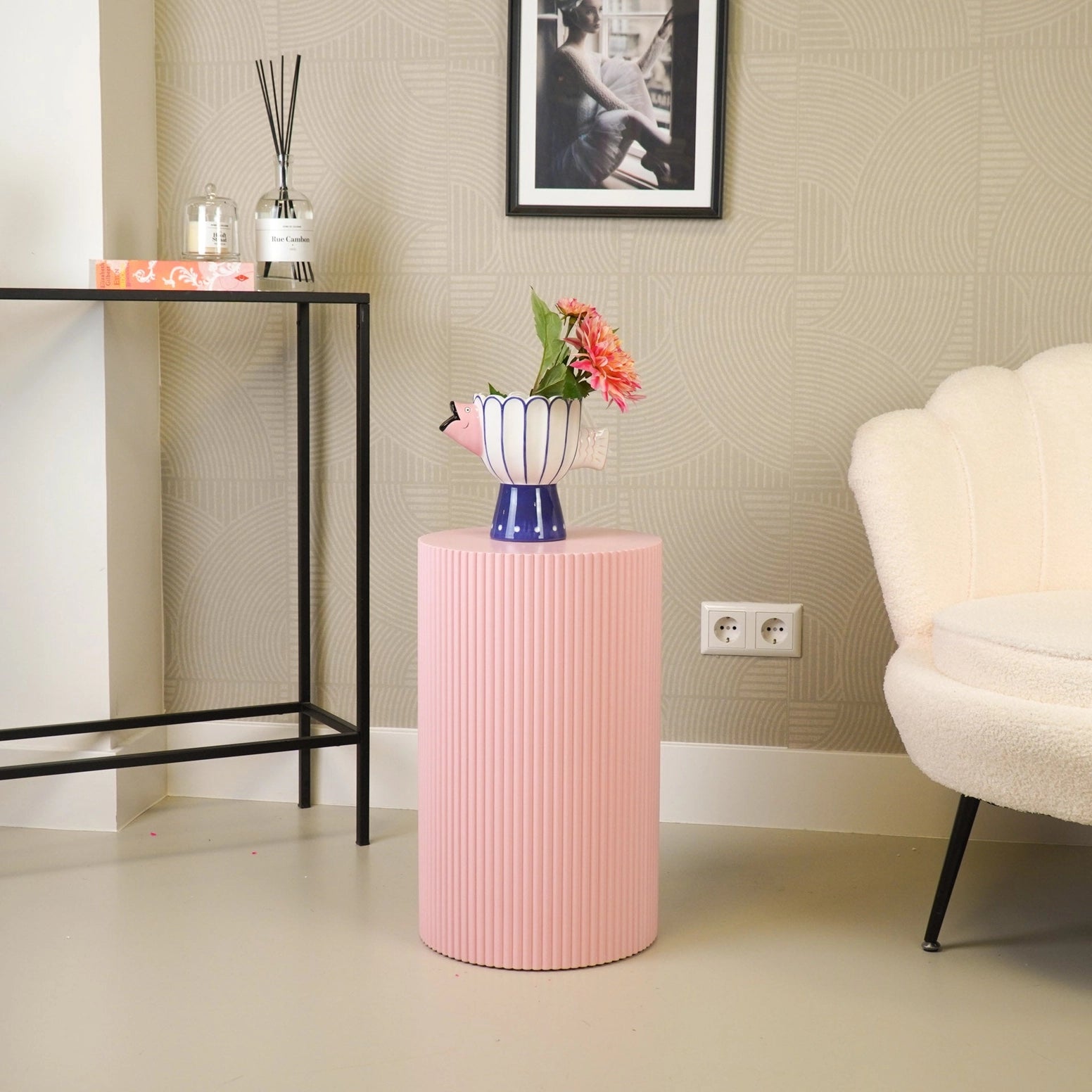 Beistelltisch Pillar Cylinder | Light Pink 30x54cm