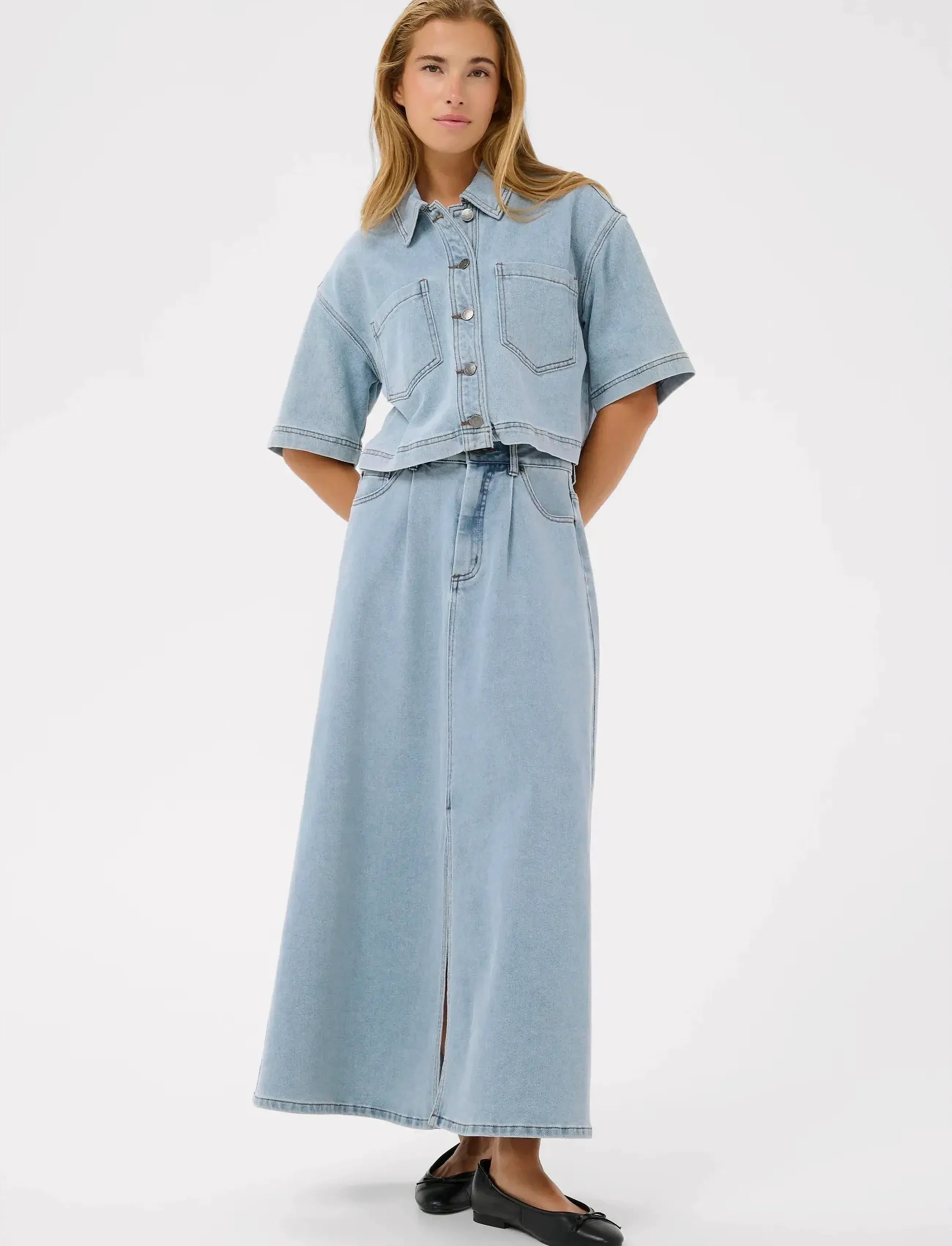 KAminna Jeansrock | Light Blue Washed Denim