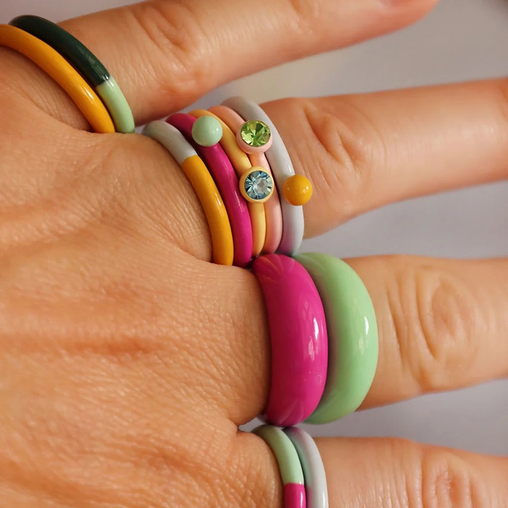 Ring Double Color | Electric Fuchsia Pink/Mint