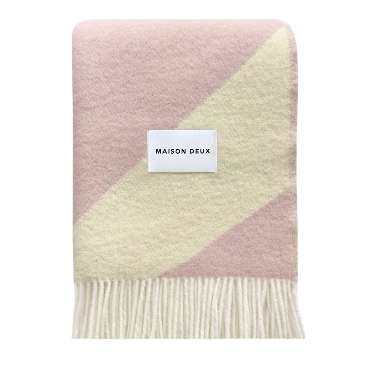 Wolldecke Swirl Blanket in der Farbe Butter Yellow und Pink von Maison Deux bei Frau Rabe im Concept Store Die Halle