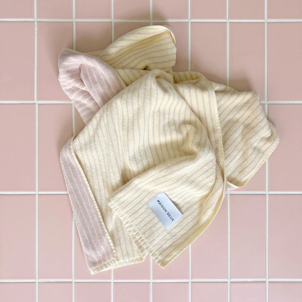 Gästehandtuch Stripes | Rosa & Buttergelb