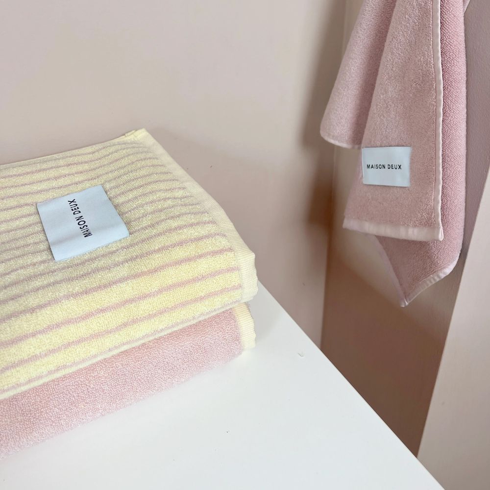 Gästehandtuch Stripes | Rosa & Buttergelb