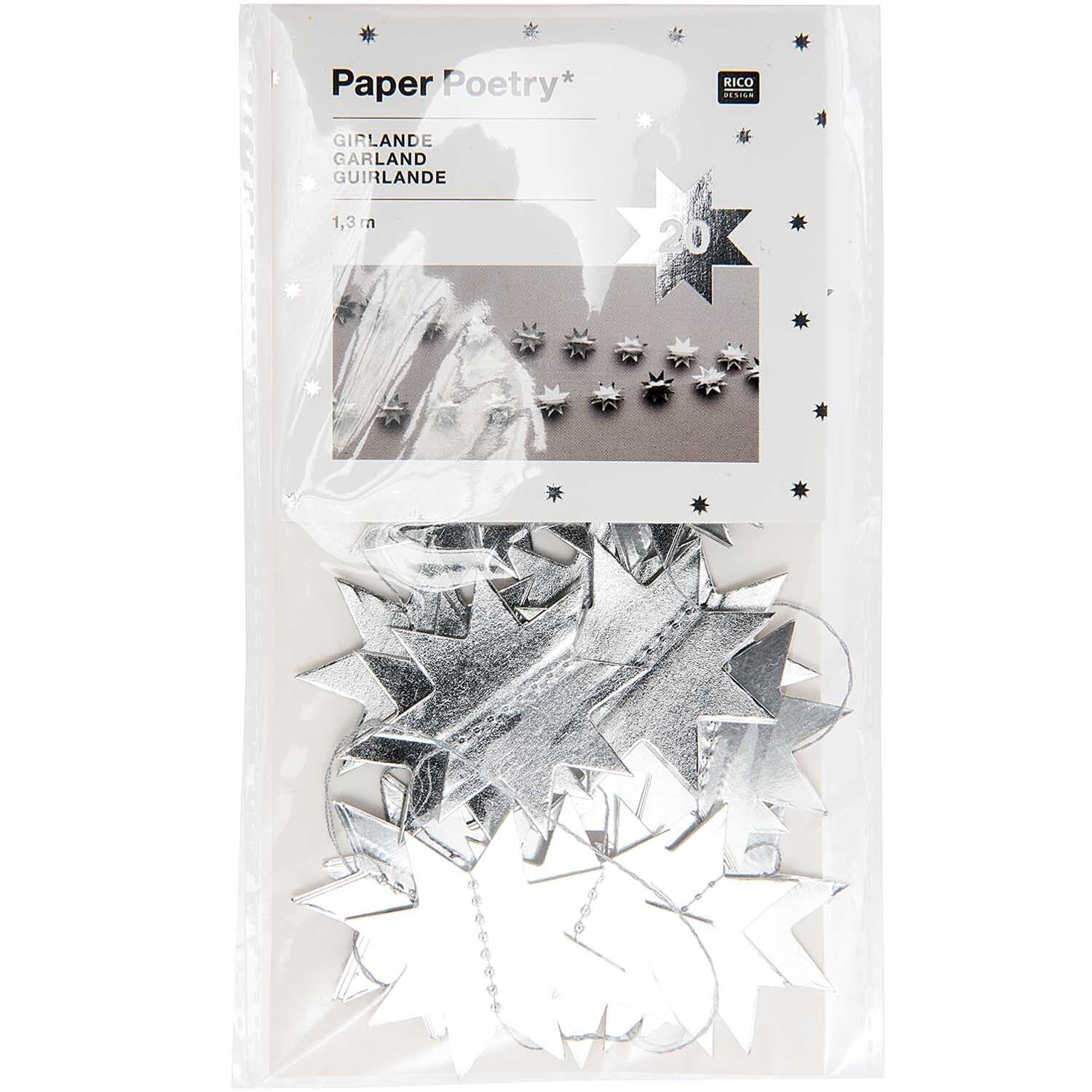 Girlande Sterne | Silber 1,3m