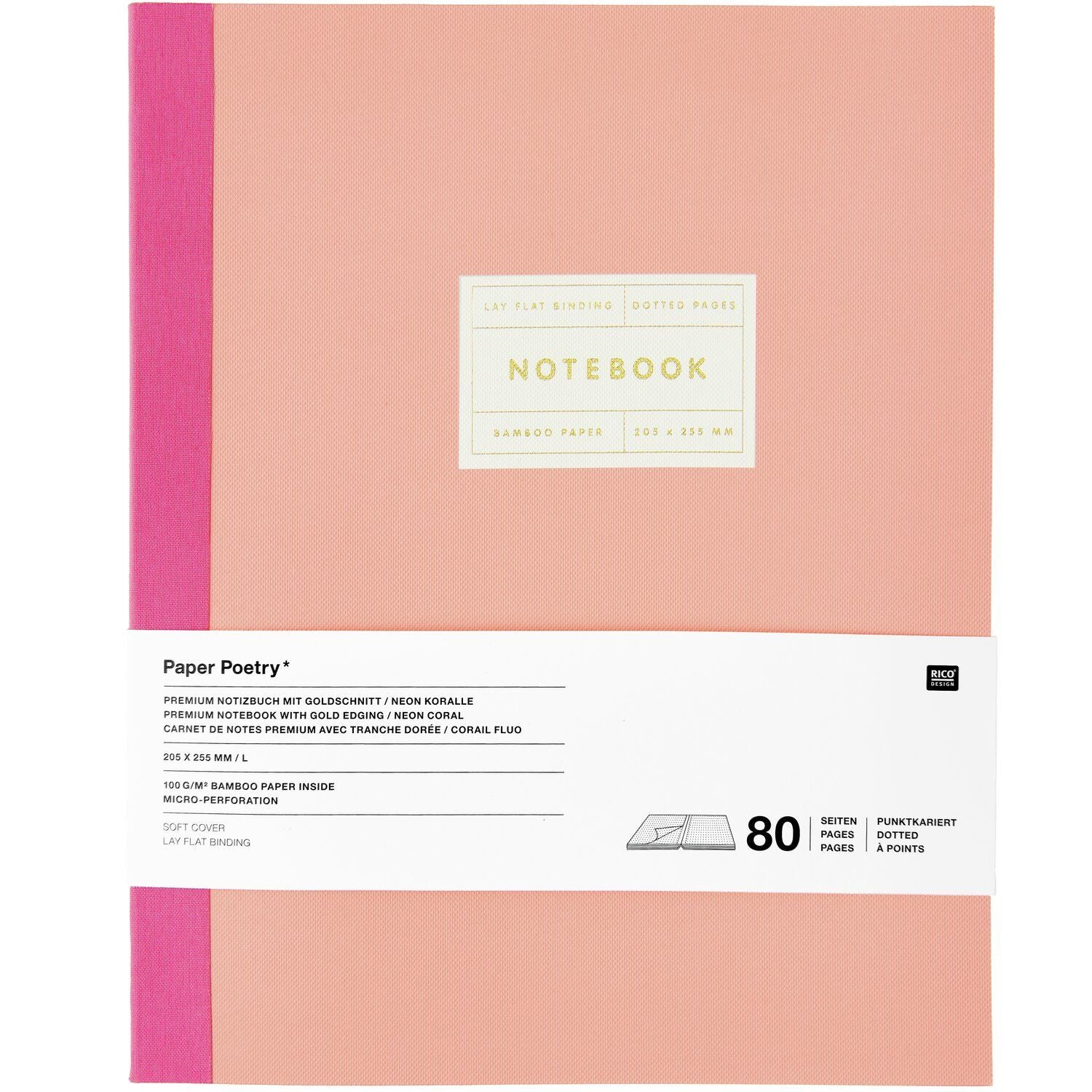 Notizbuch L Goldrand | Koralle