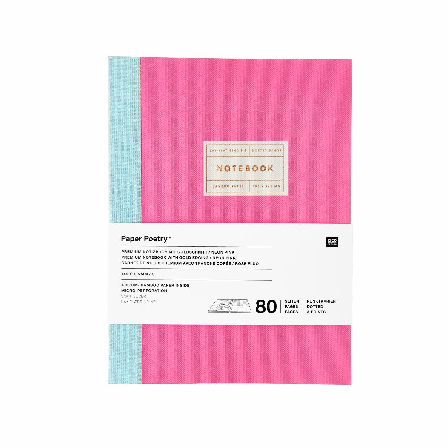 Notizbuch S Goldrand | Neonpink