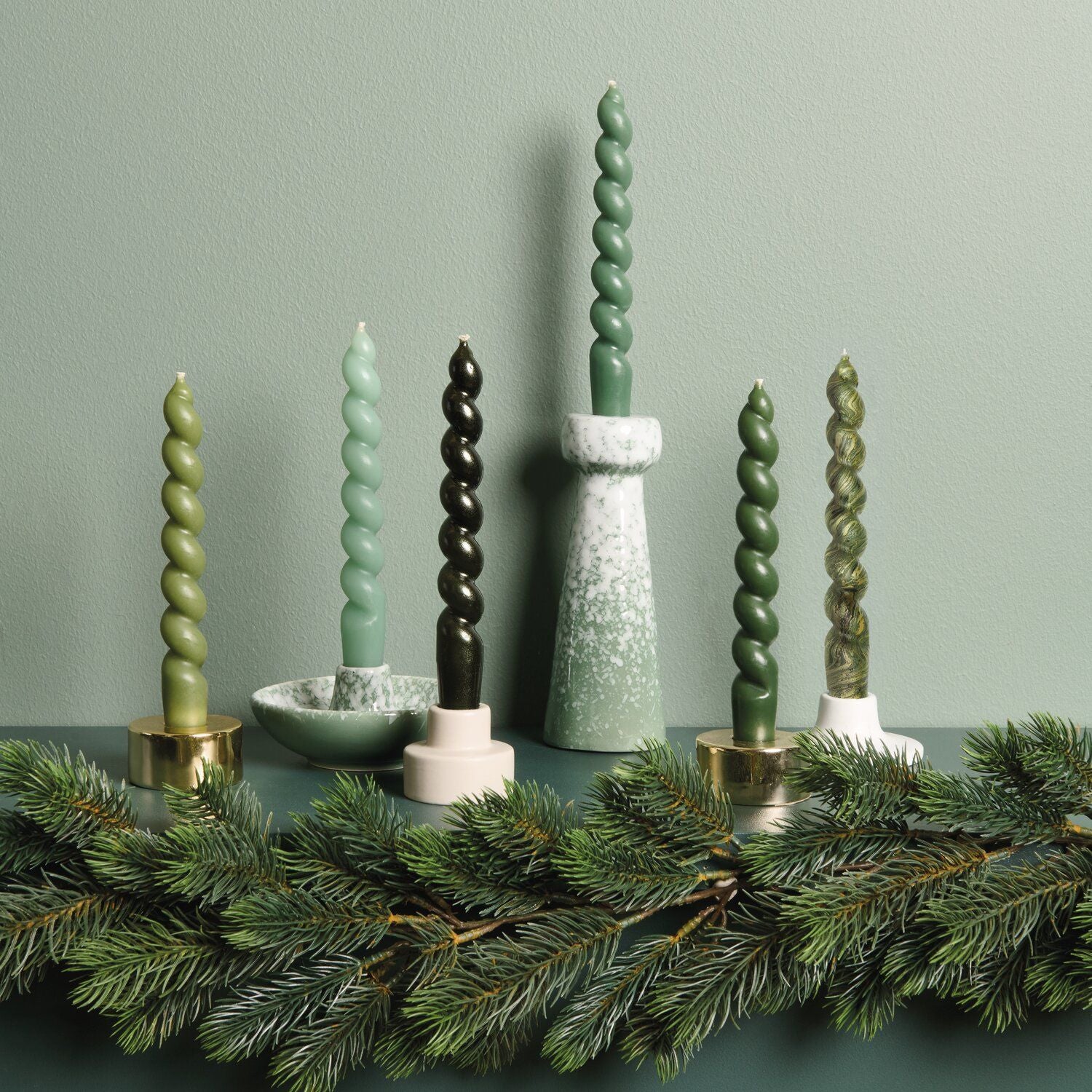 Spiralkerze 18,5cm | Moss Green