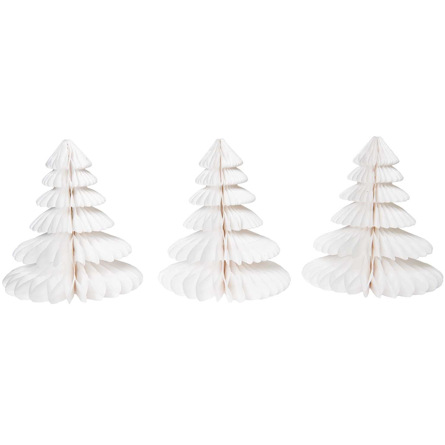 Wabentannen 3er Set | Weiß 20 cm