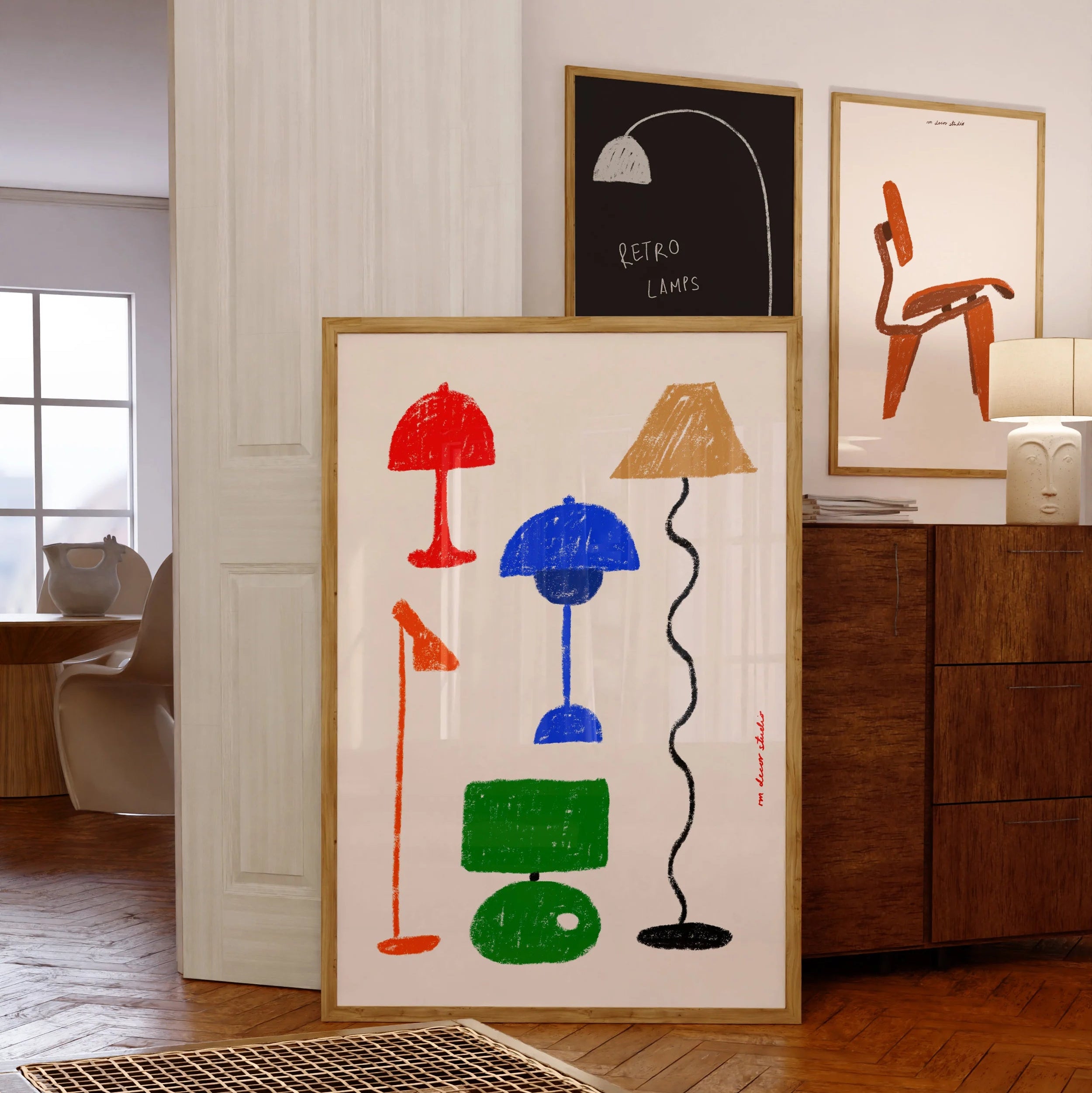 Poster Print A3 | Retro Furniture Lamps 1
