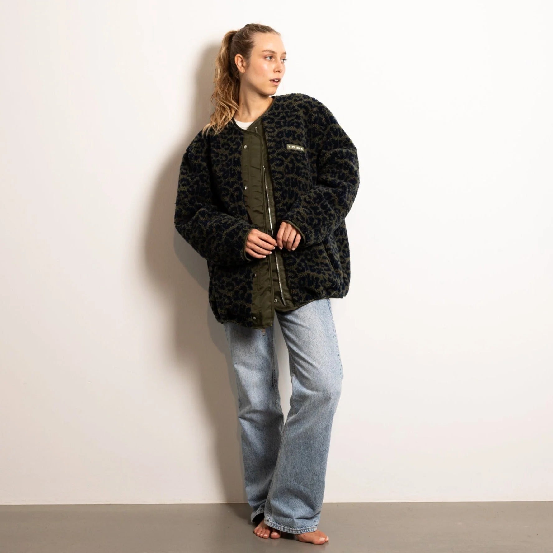Reversible Bomber Jacke | Olive/Leo Navy-Olive