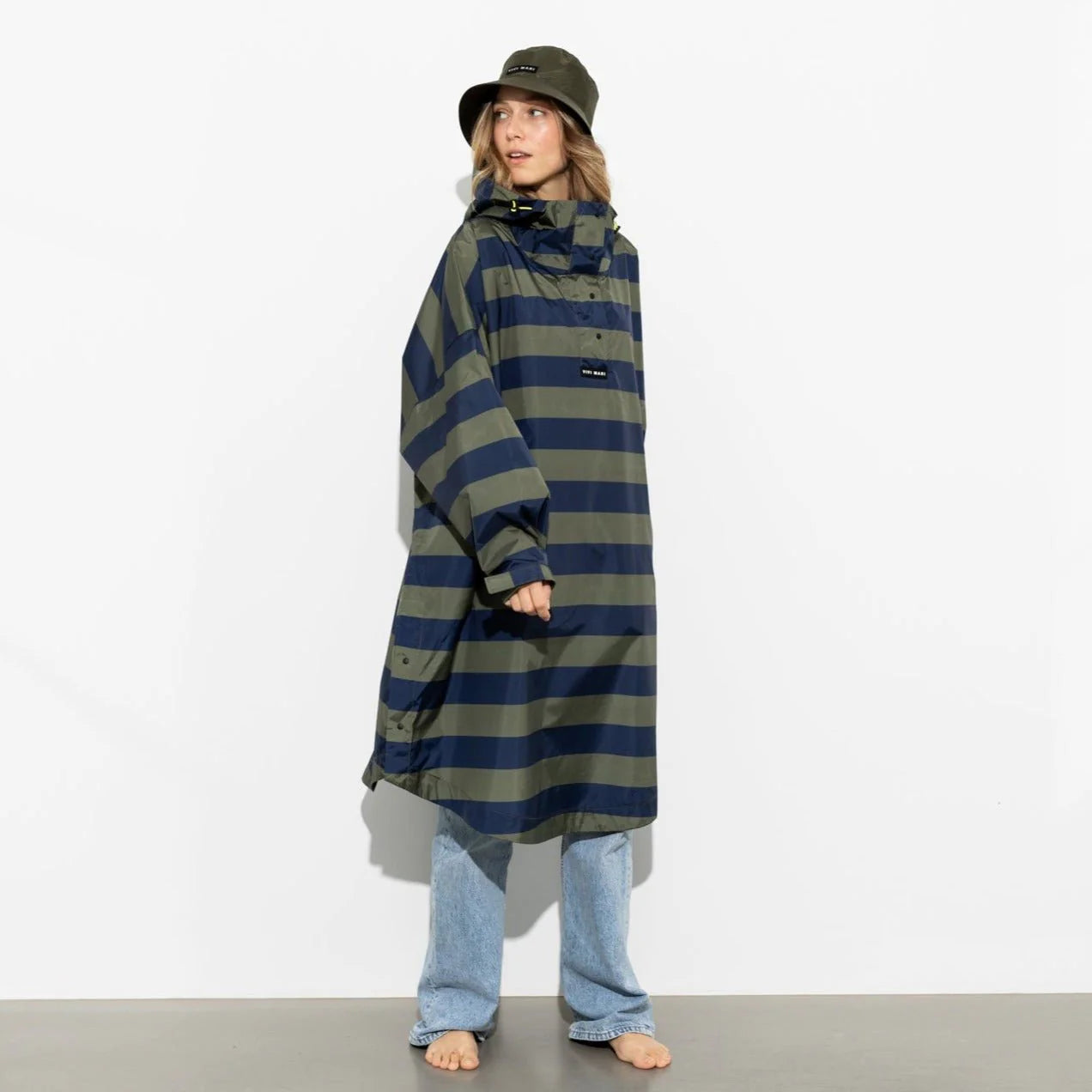 Regenponcho Bold Stripes | navy/olive