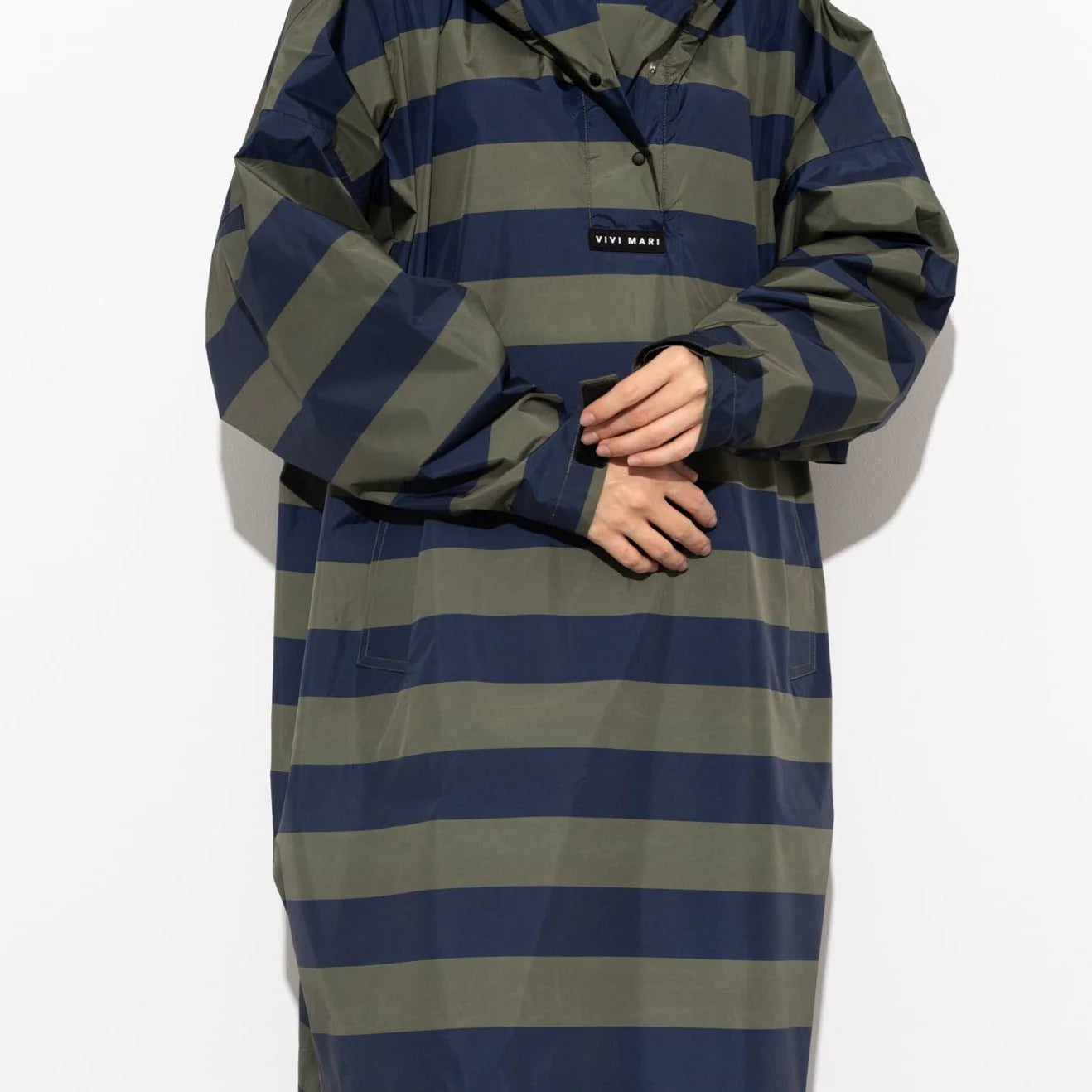 Regenponcho Bold Stripes | navy/olive