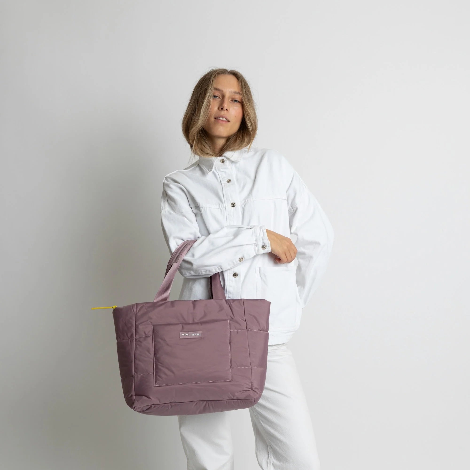Padded Tote Bag Medium | Ash Plum