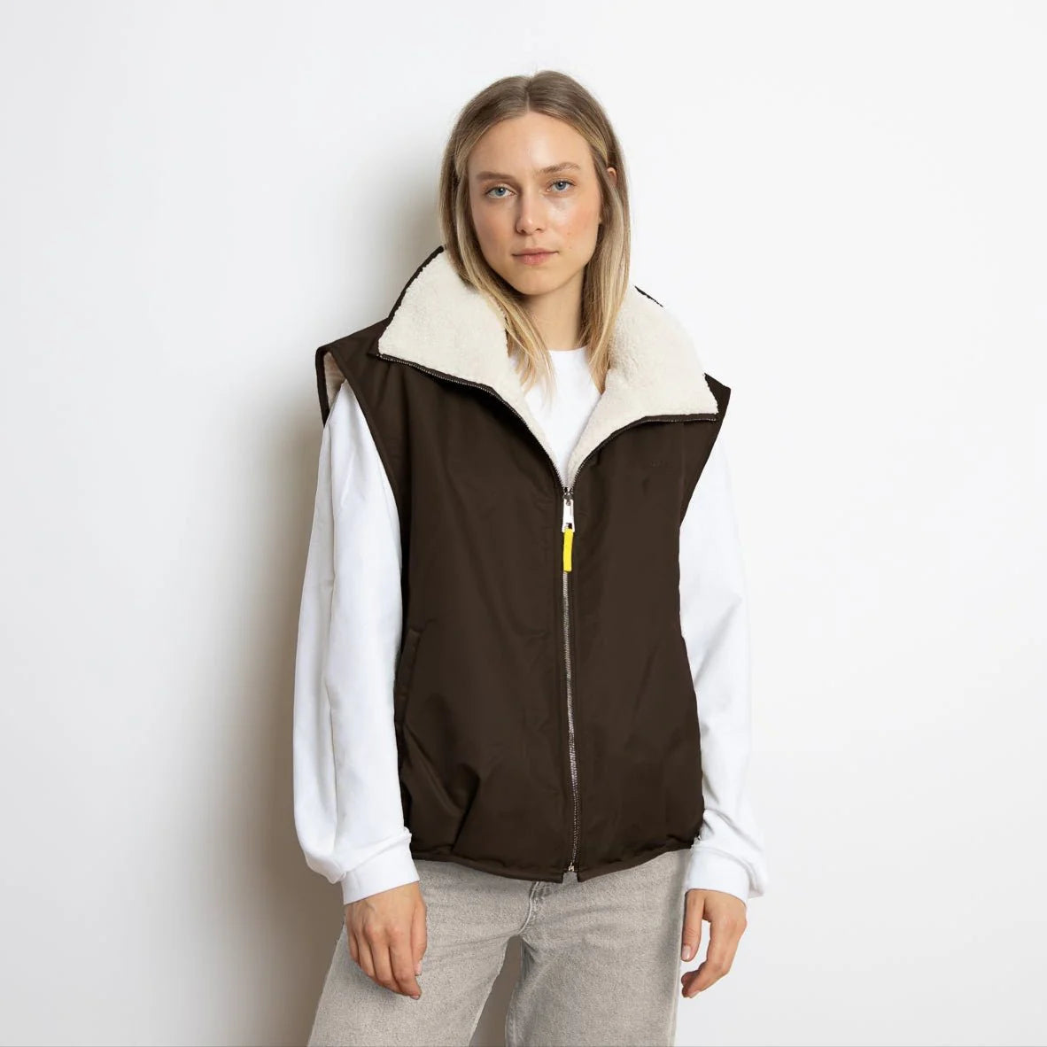 Reversible Bomber Weste | Chocolate/Sand