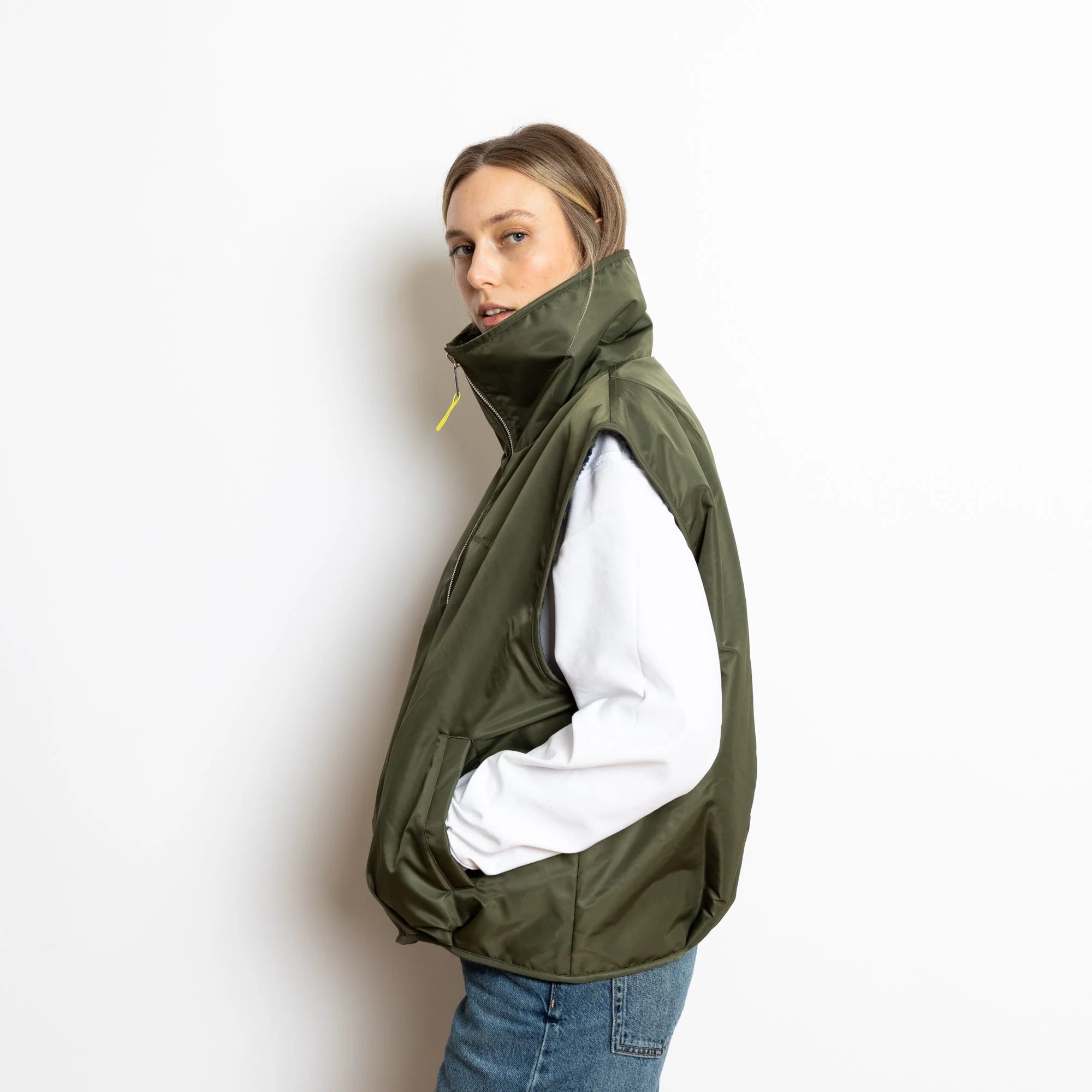 Reversible Bomber Weste | Olive/Leo Navy-Olive