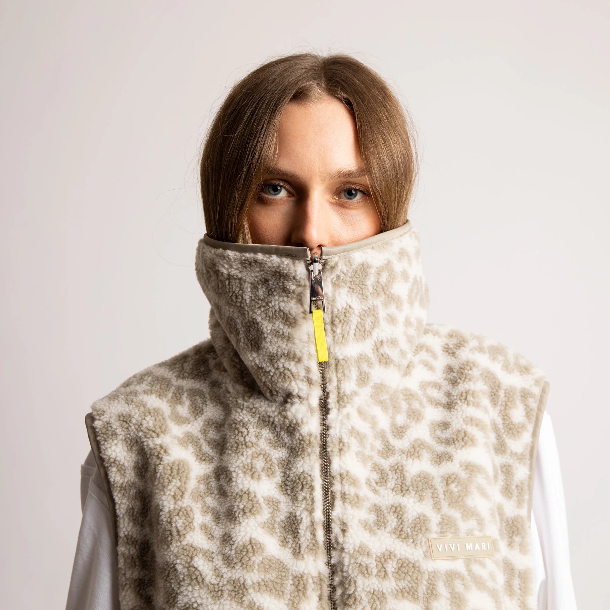Reversible Bomber Weste | Stone/Leo Sand-Stone