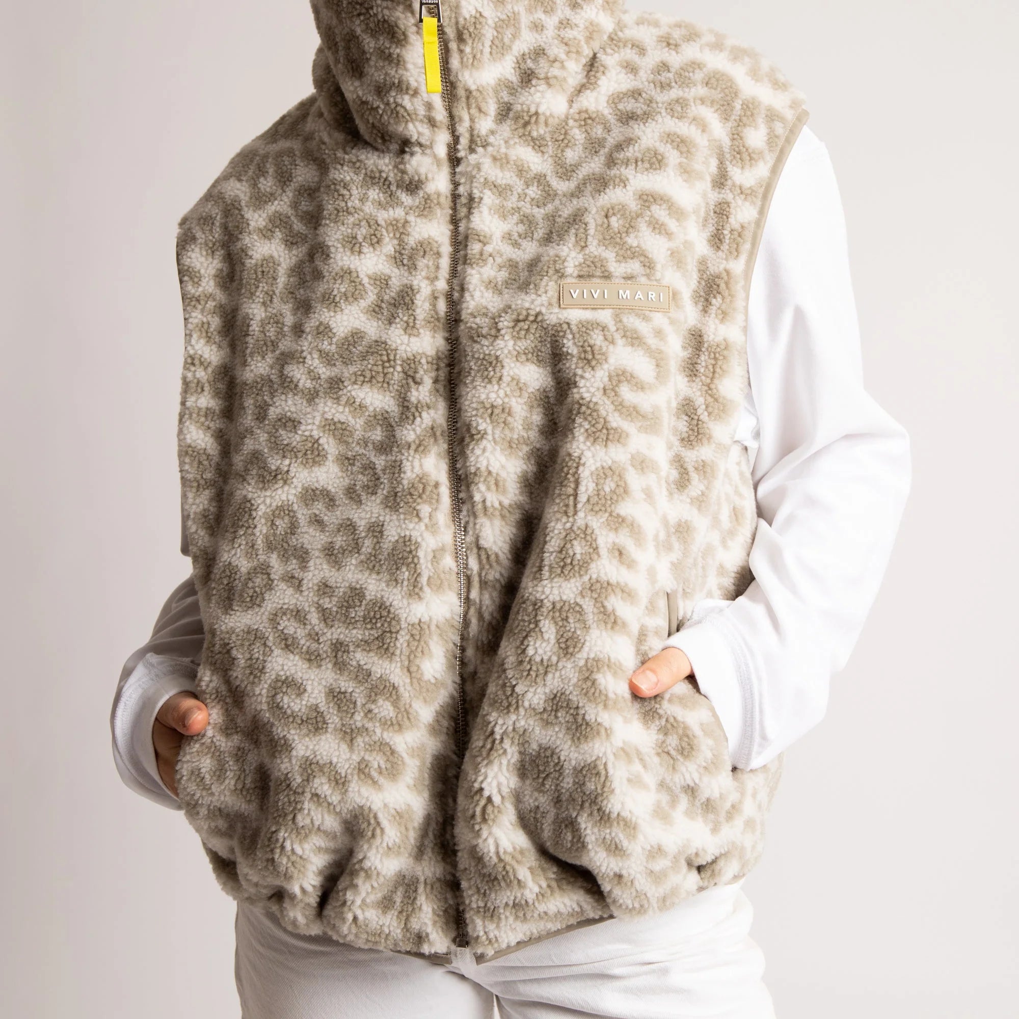 Reversible Bomber Weste | Stone/Leo Sand-Stone