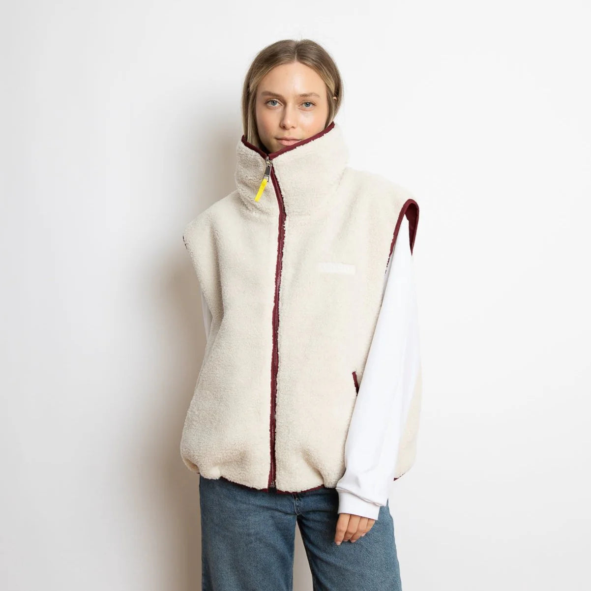 Reversible Bomber Weste| Wine-Red/Sand