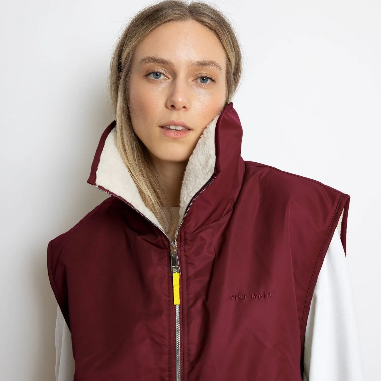 Reversible Bomber Weste| Wine-Red/Sand