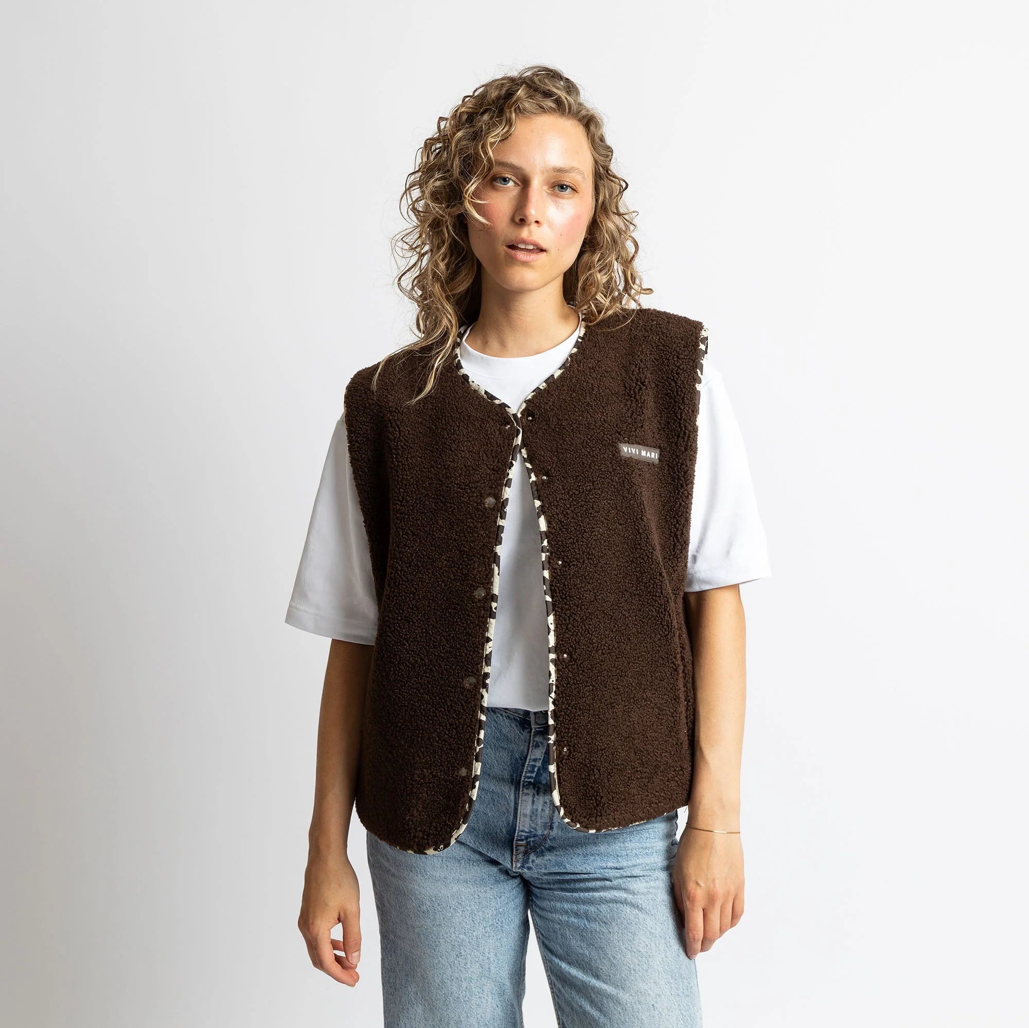 Teddy Fleece Weste | Chocolate