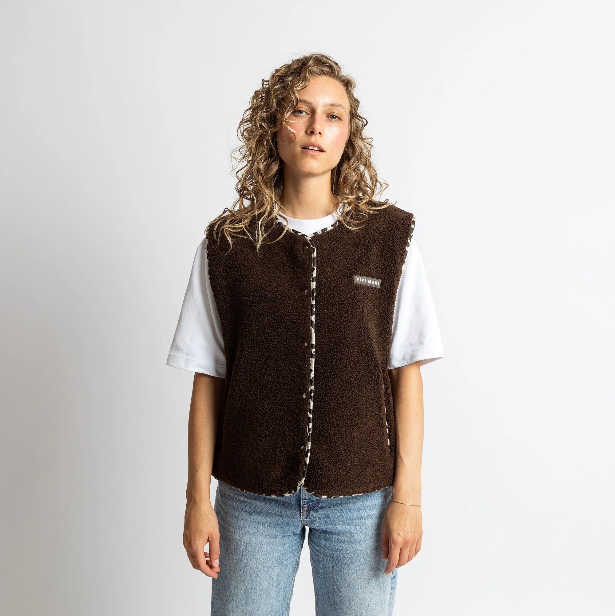 Teddy Fleece Weste | Chocolate