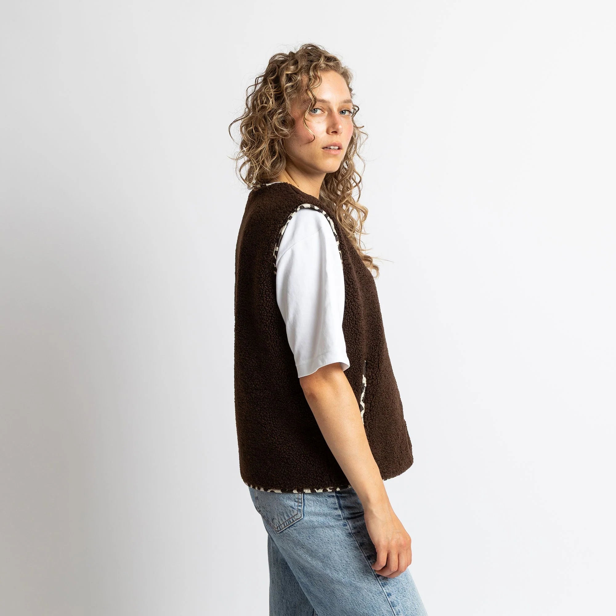 Teddy Fleece Weste | Chocolate