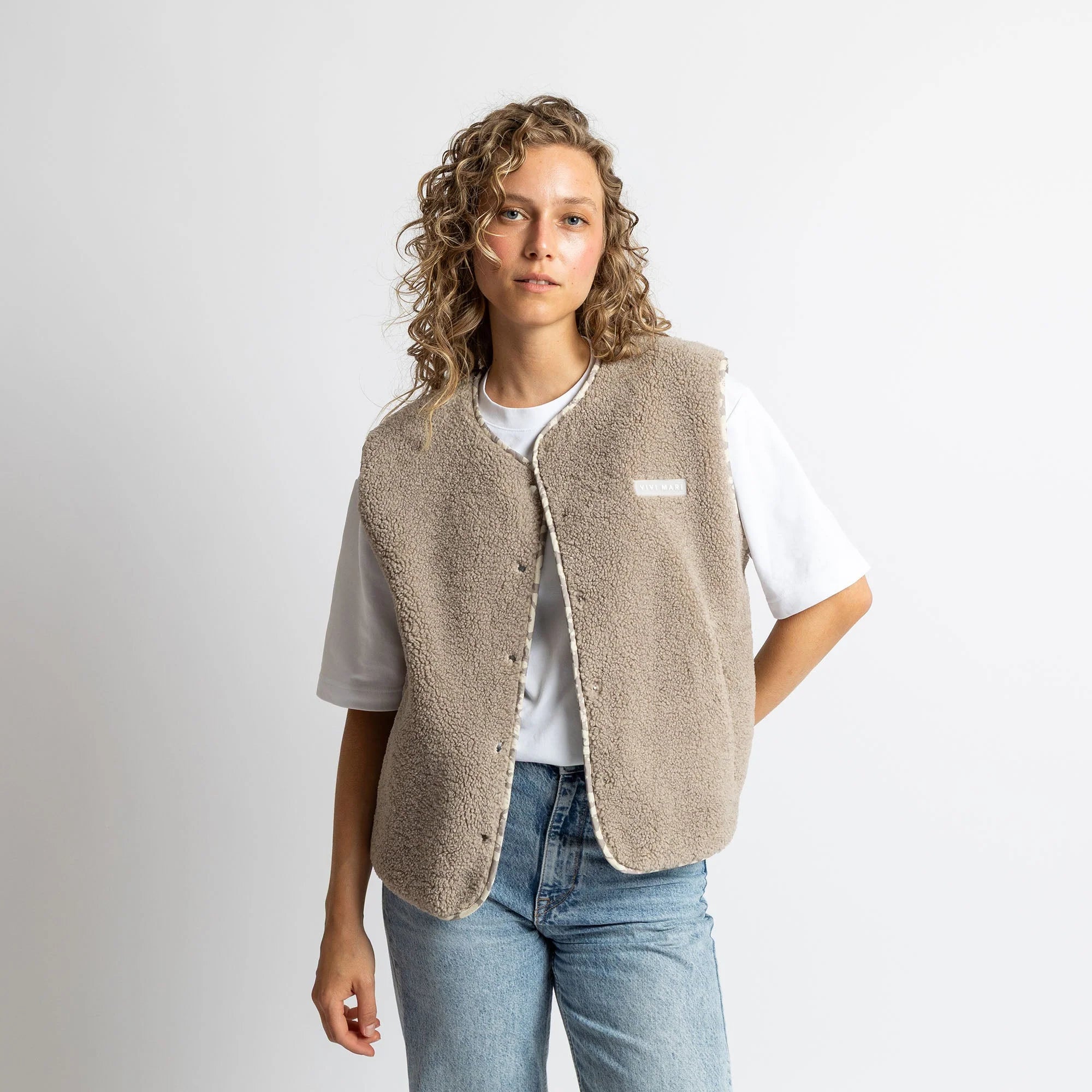 Teddy Fleece Weste | Mushroom