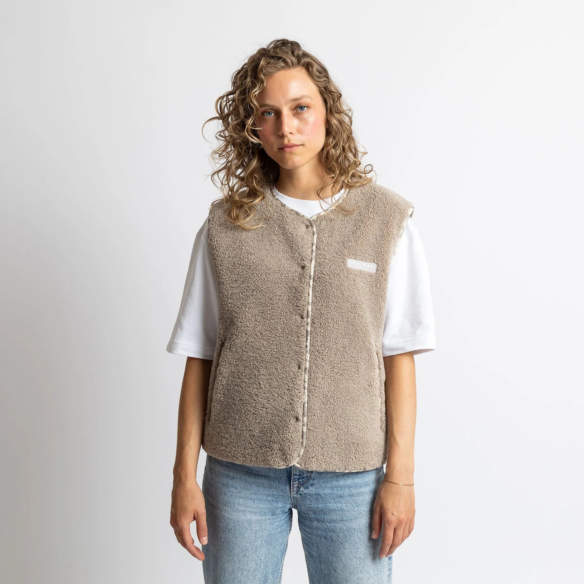 Teddy Fleece Weste | Mushroom
