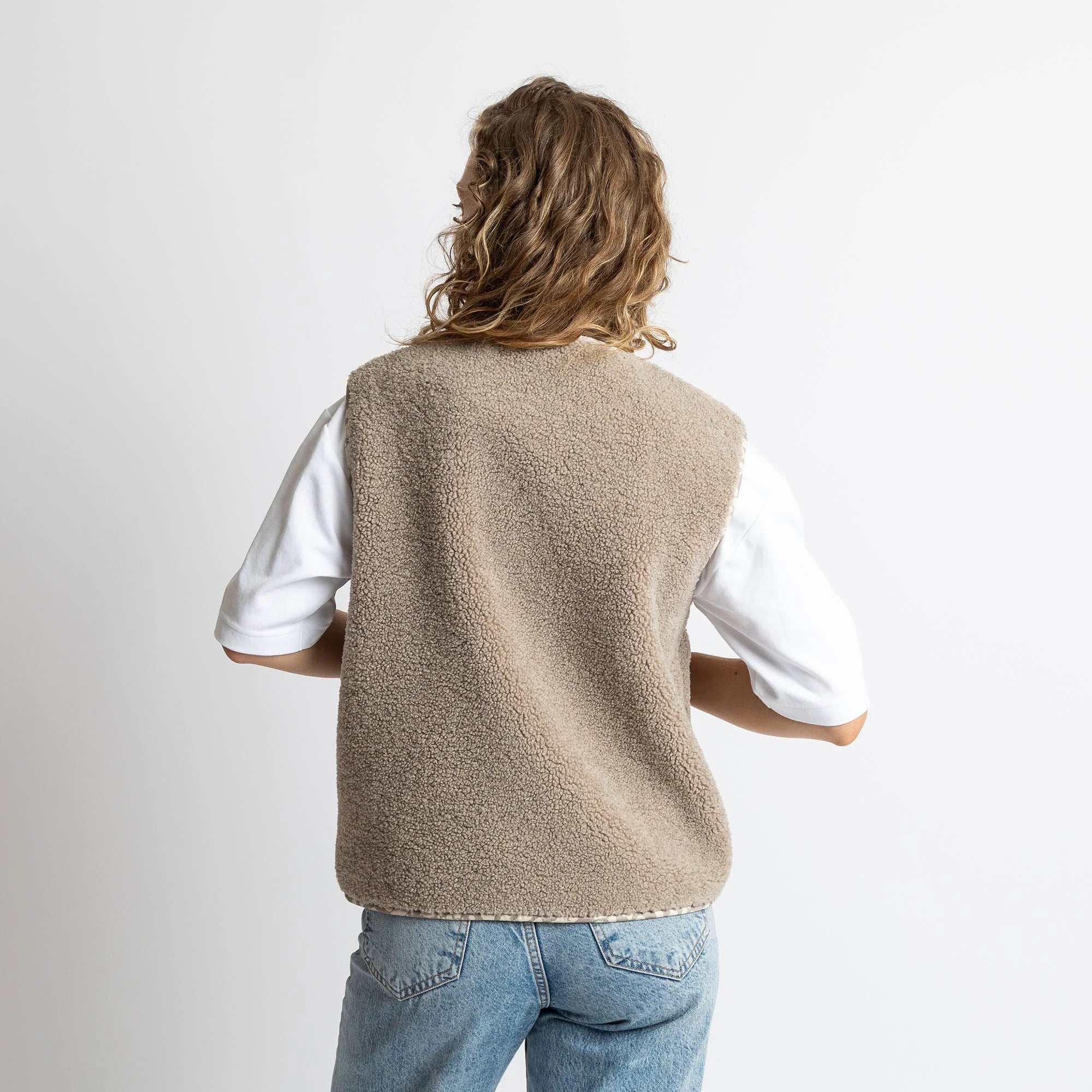 Teddy Fleece Weste | Mushroom