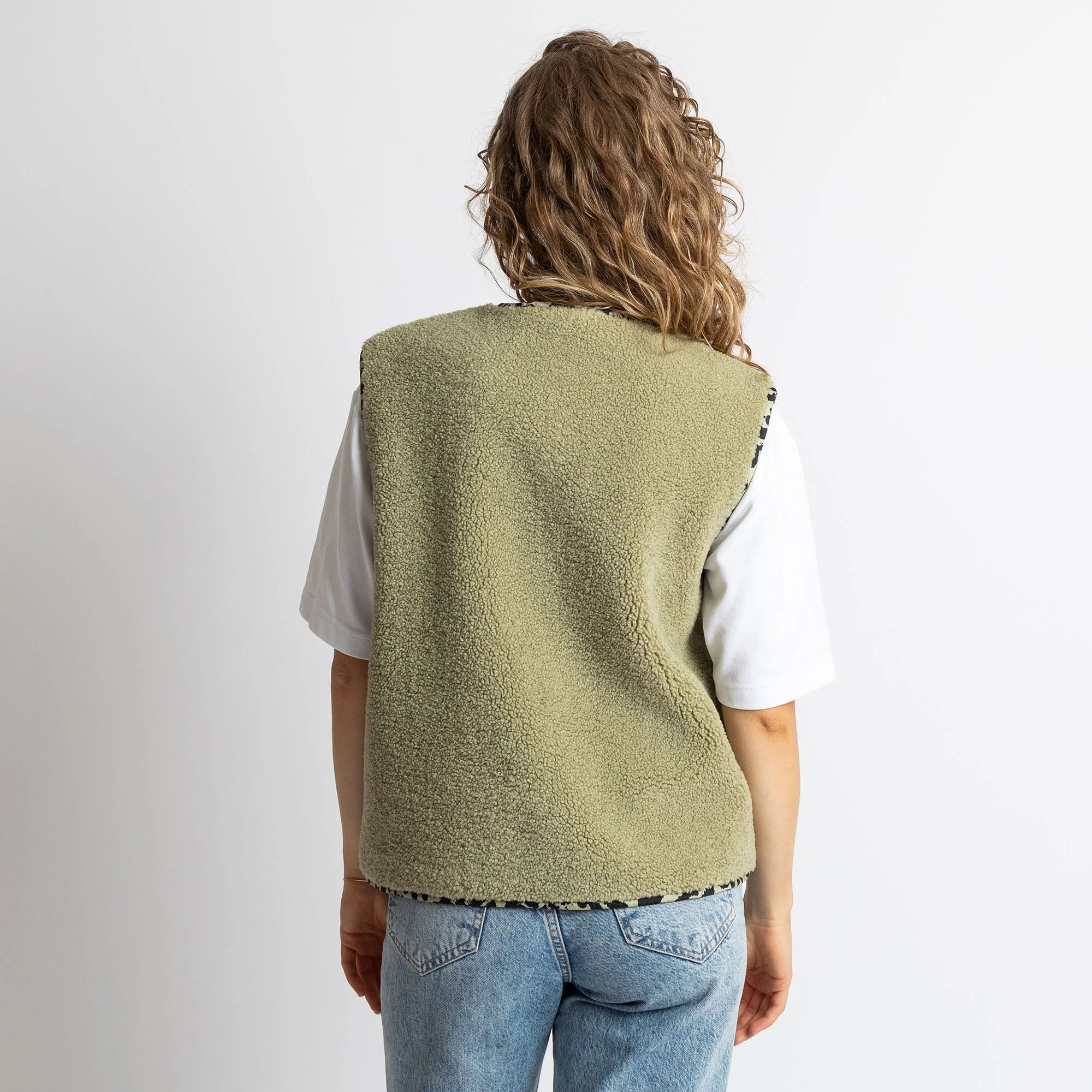 Teddy Fleece Weste | Pale Olive