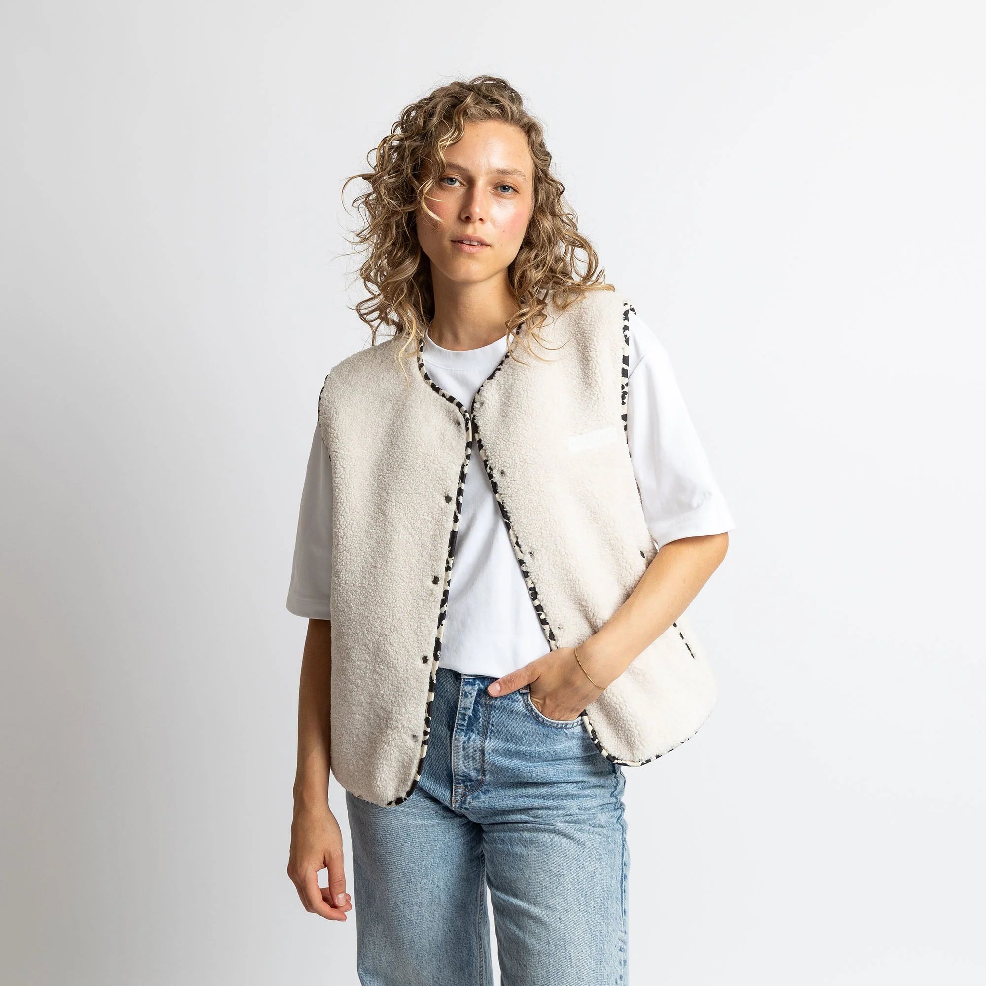 Teddy Fleece Weste | Sand