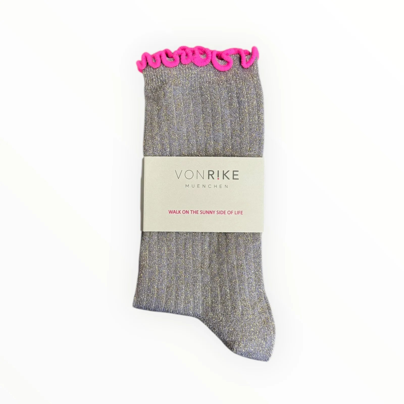 Socken | Glitzer Ringel Grau-Flieder