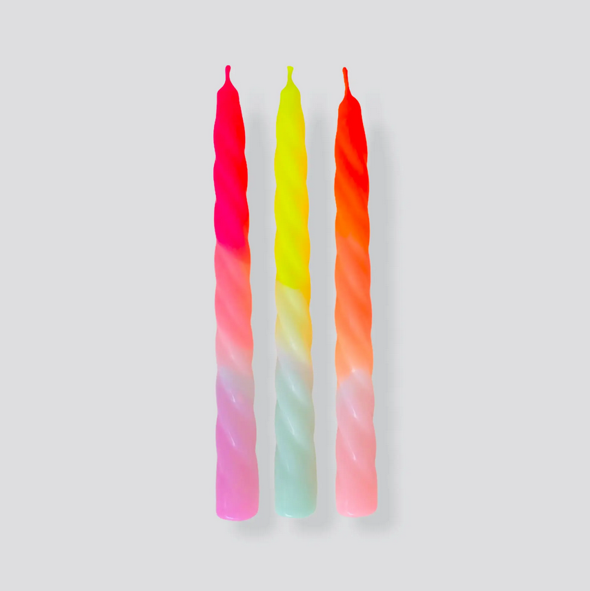 Spiralkerzen Dip Dye Kerzen 3er Set | bunt